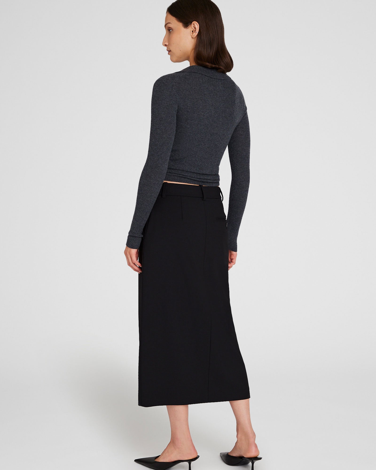 CLUB MONACO - Jupe midi façon pantalon - Noir
