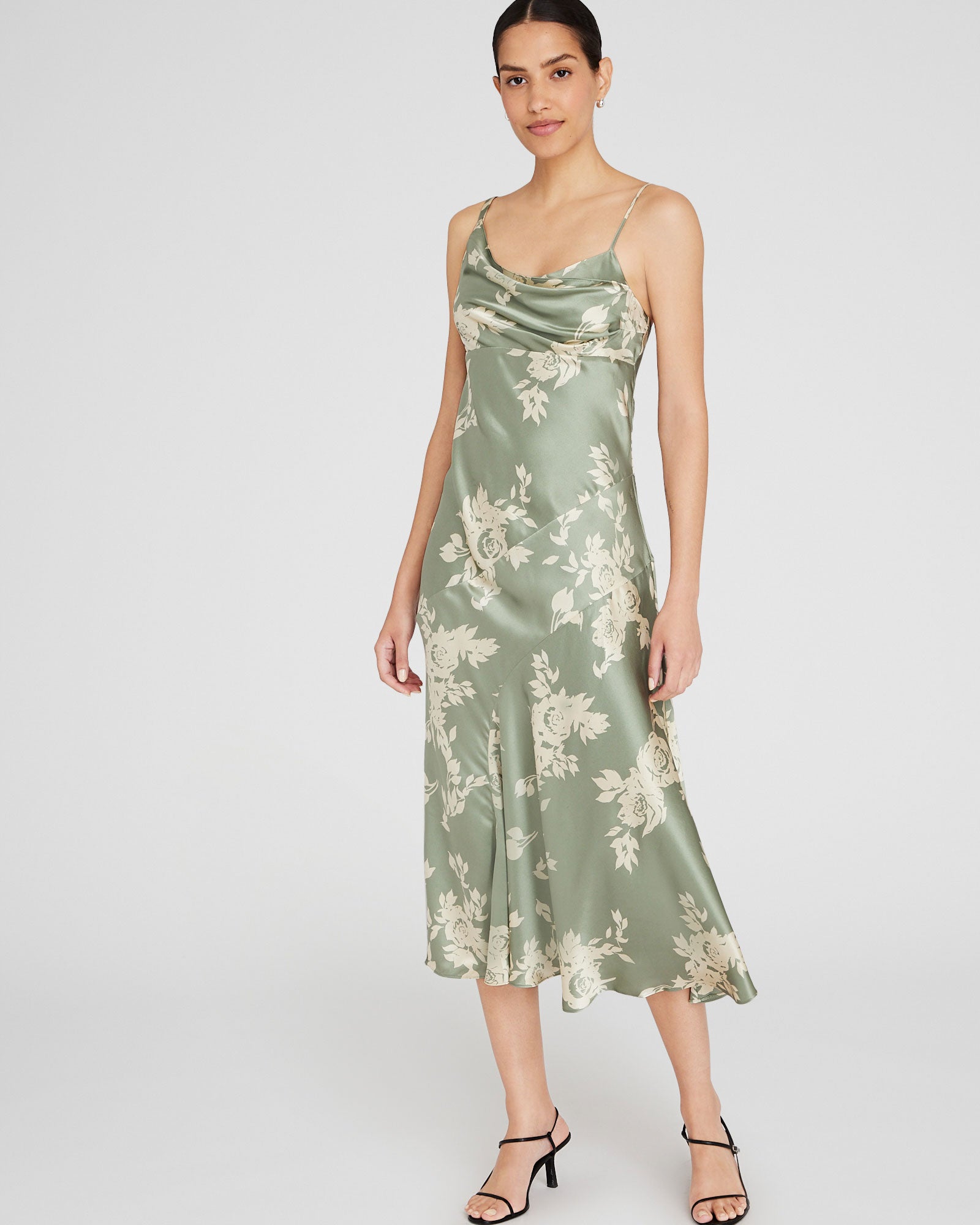 CLUB MONACO - Drape Shoulder Silk Maxi Dress - Sea Spray