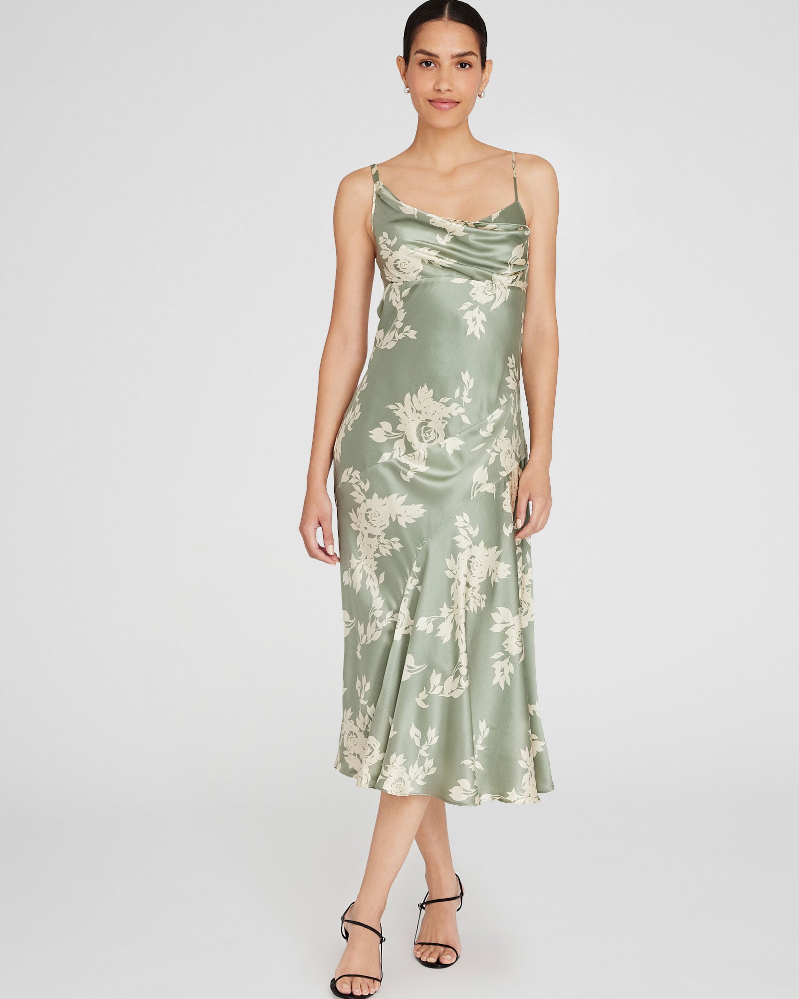 CLUB MONACO - Drape Shoulder Silk Maxi Dress - Sea Spray