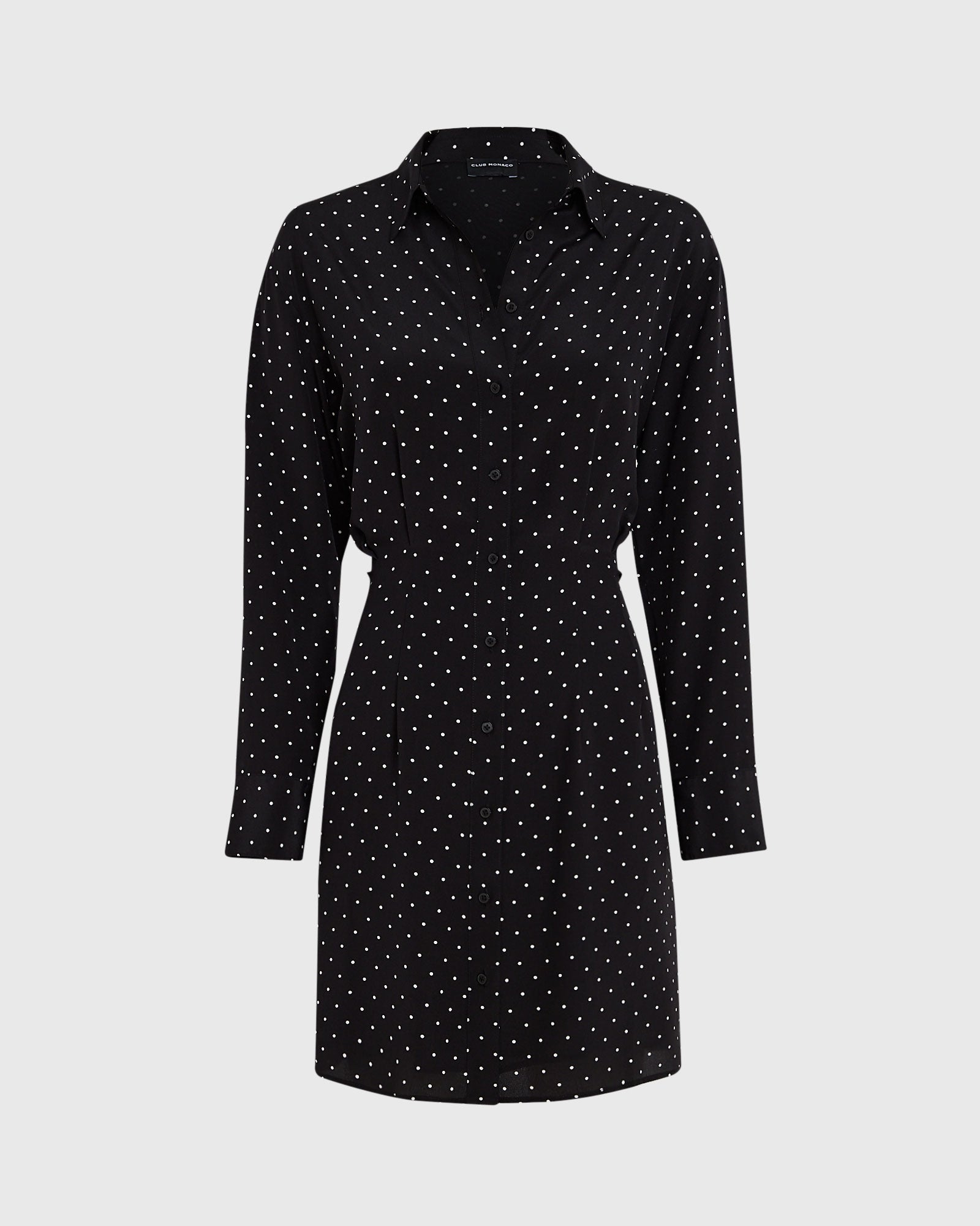 CLUB MONACO - Silk Blouson Waist Shirt Dress - Black Base