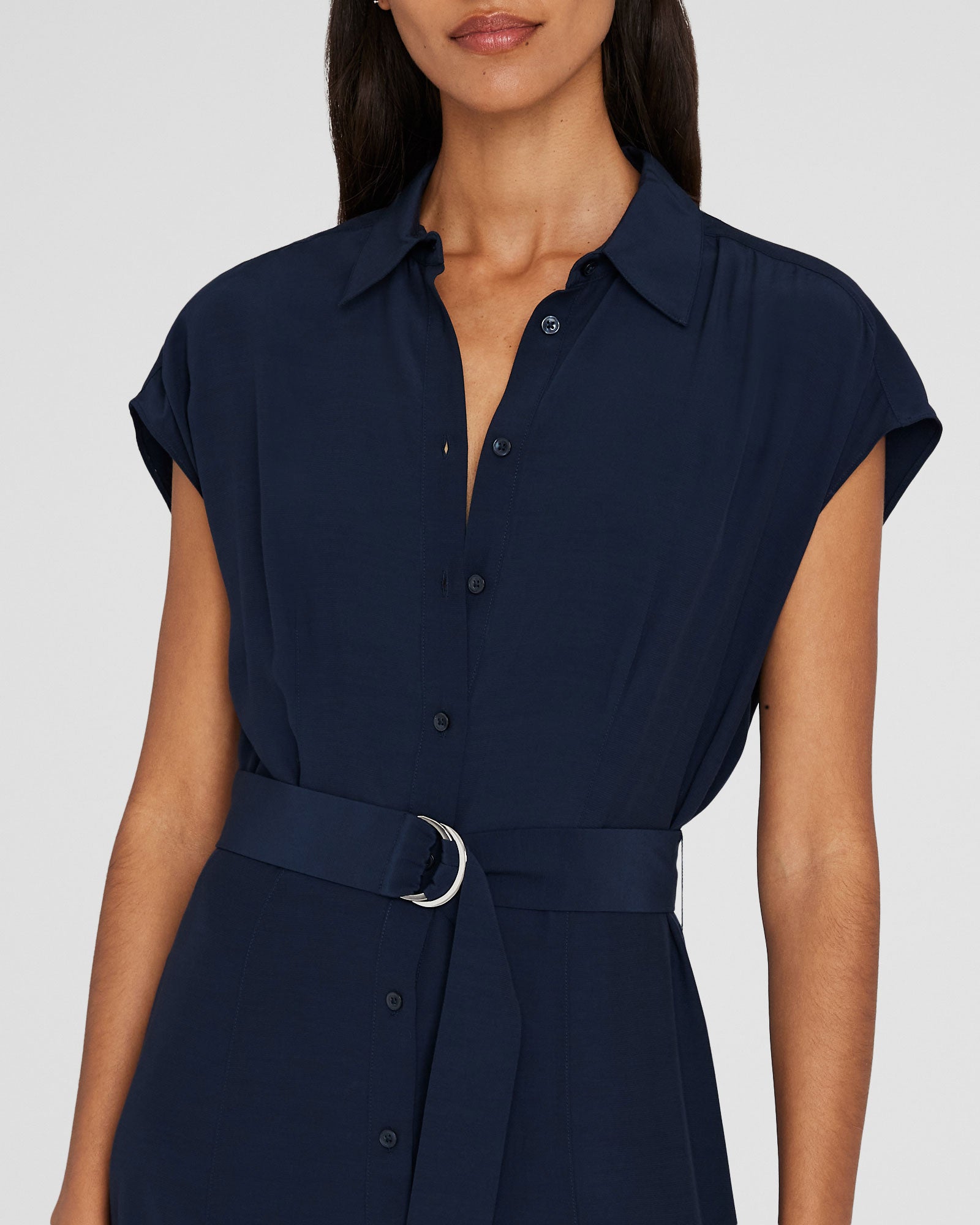 CLUB MONACO - Handkerchief Hem Shirt Dress - Navy