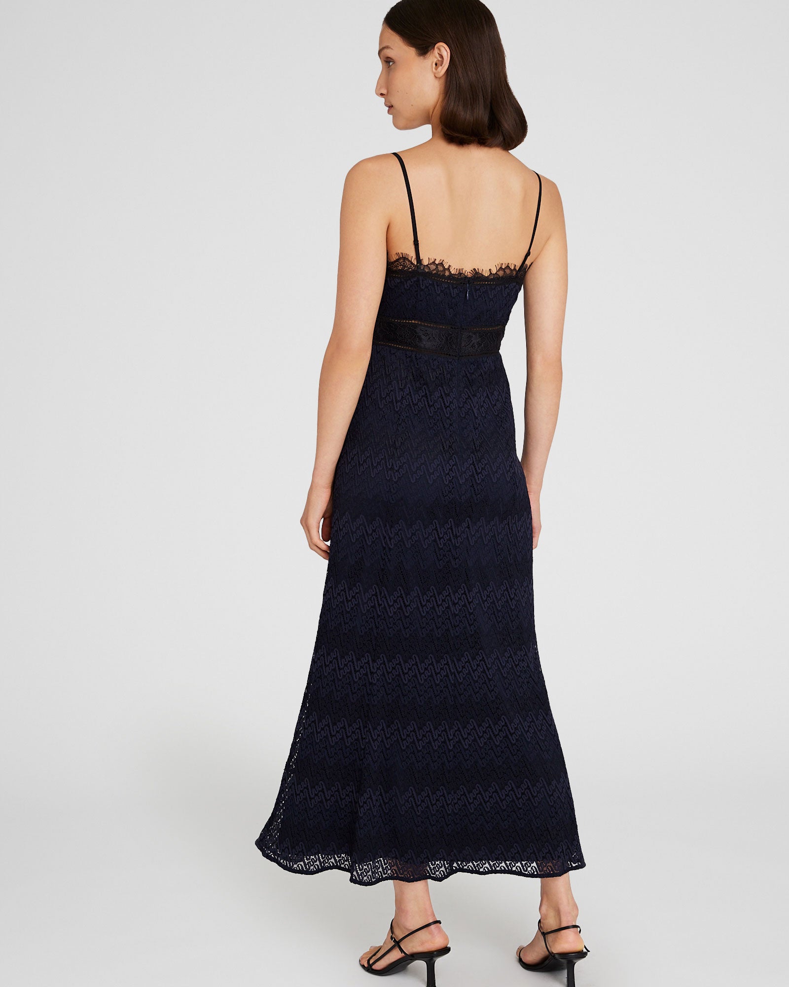 CLUB MONACO - Lace Insert Midi Dress - Toast Black Combo