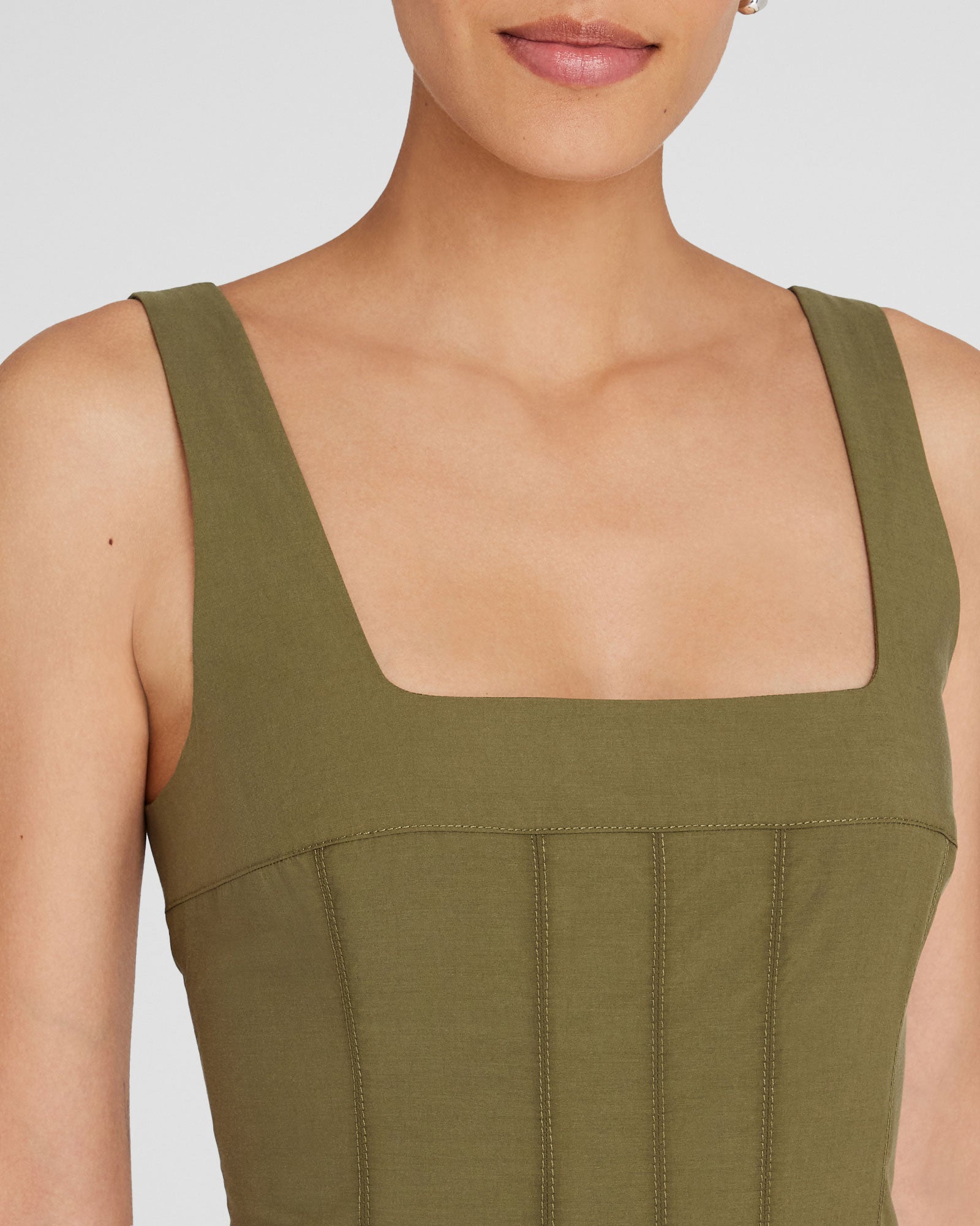 CLUB MONACO - Robe midi à col carré - Tourbe