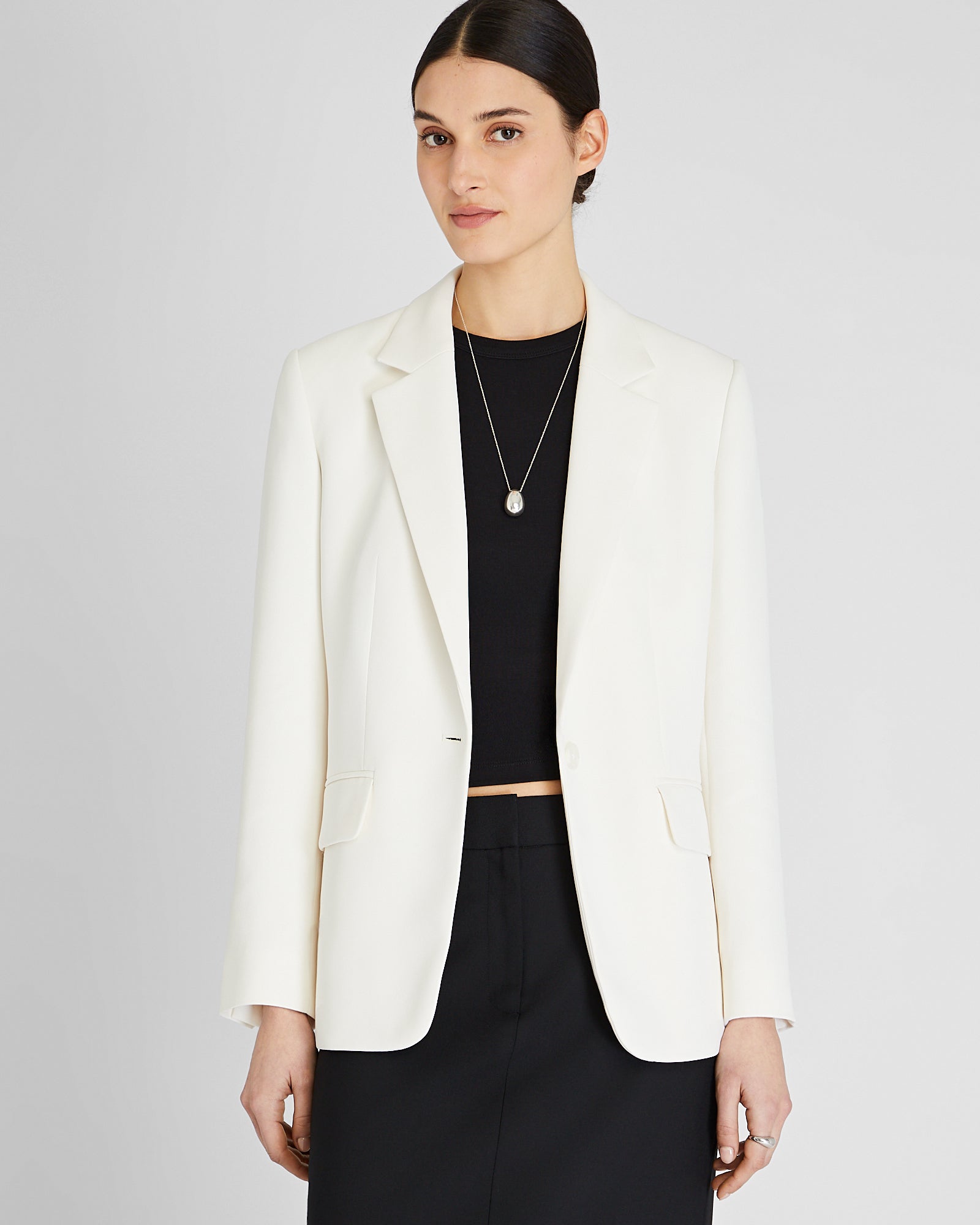 CLUB MONACO - Relaxed Single-Breasted Crepe Blazer - Blanc Cassé