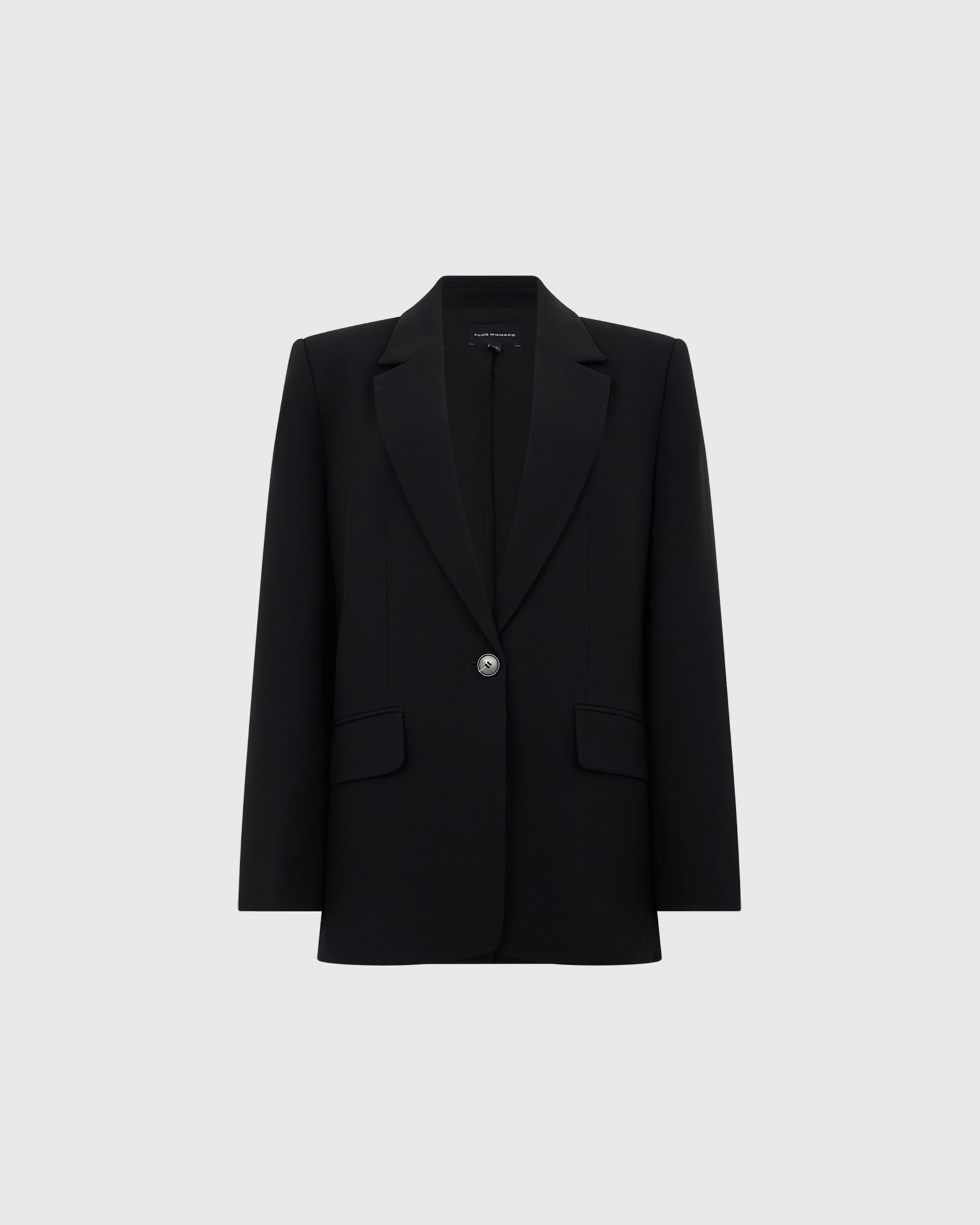 Club Monaco Corp, CA - Blazer décontracté en crêpe à boutonnage simple - Noir