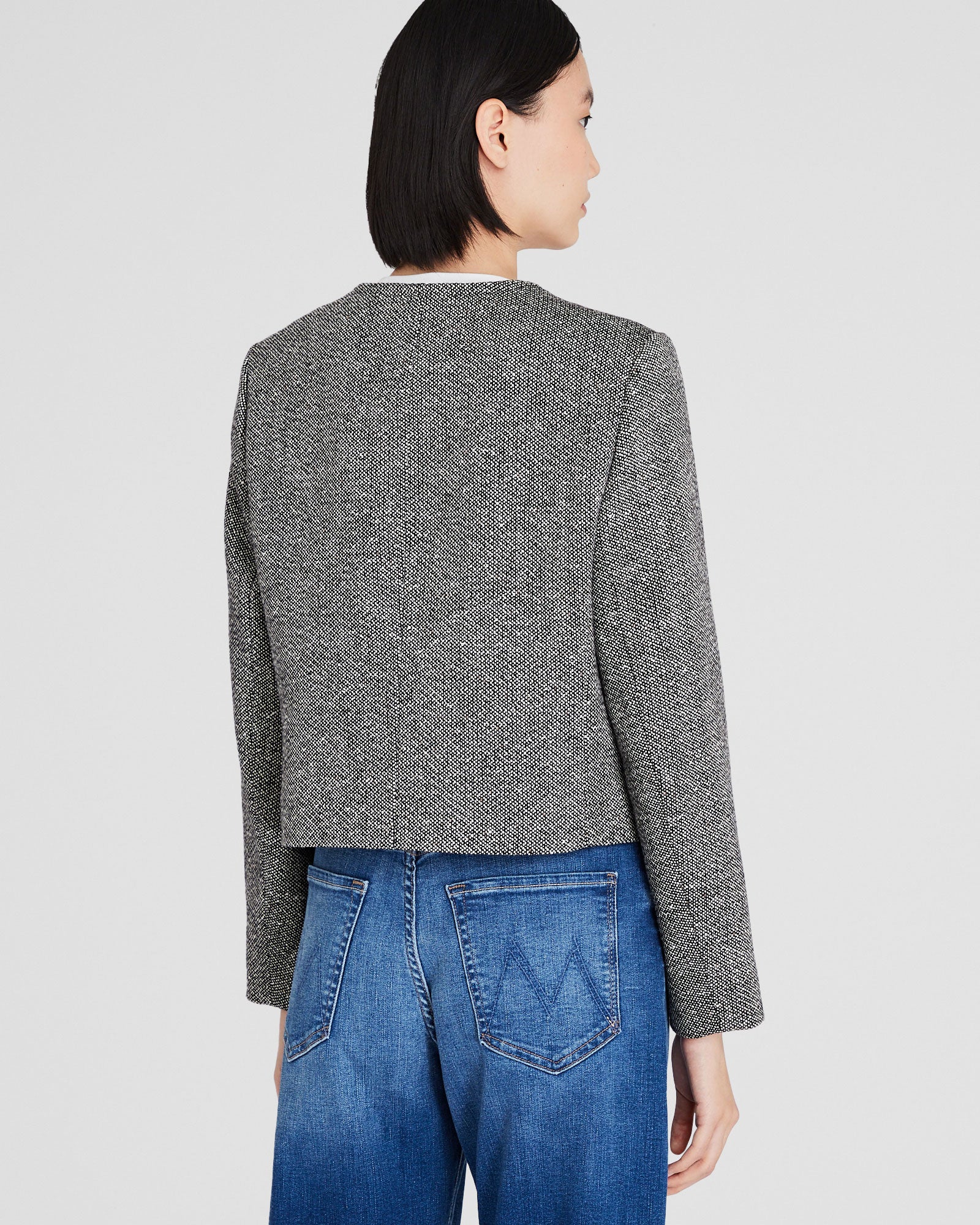 CLUB MONACO - Collarless Tweed Jacket - Black Ivory