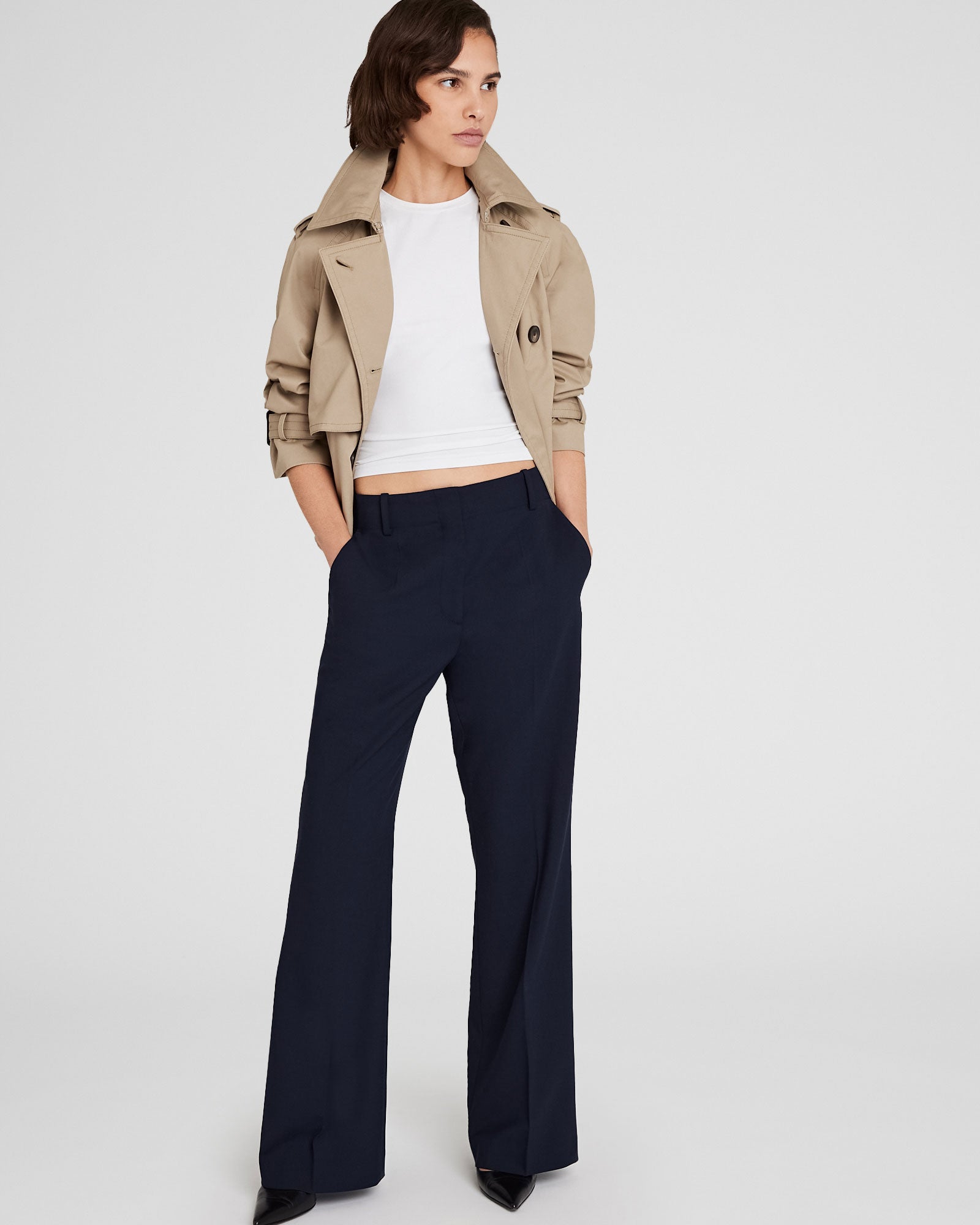 CLUB MONACO - Relaxed Flare Borrem Pant - Navy