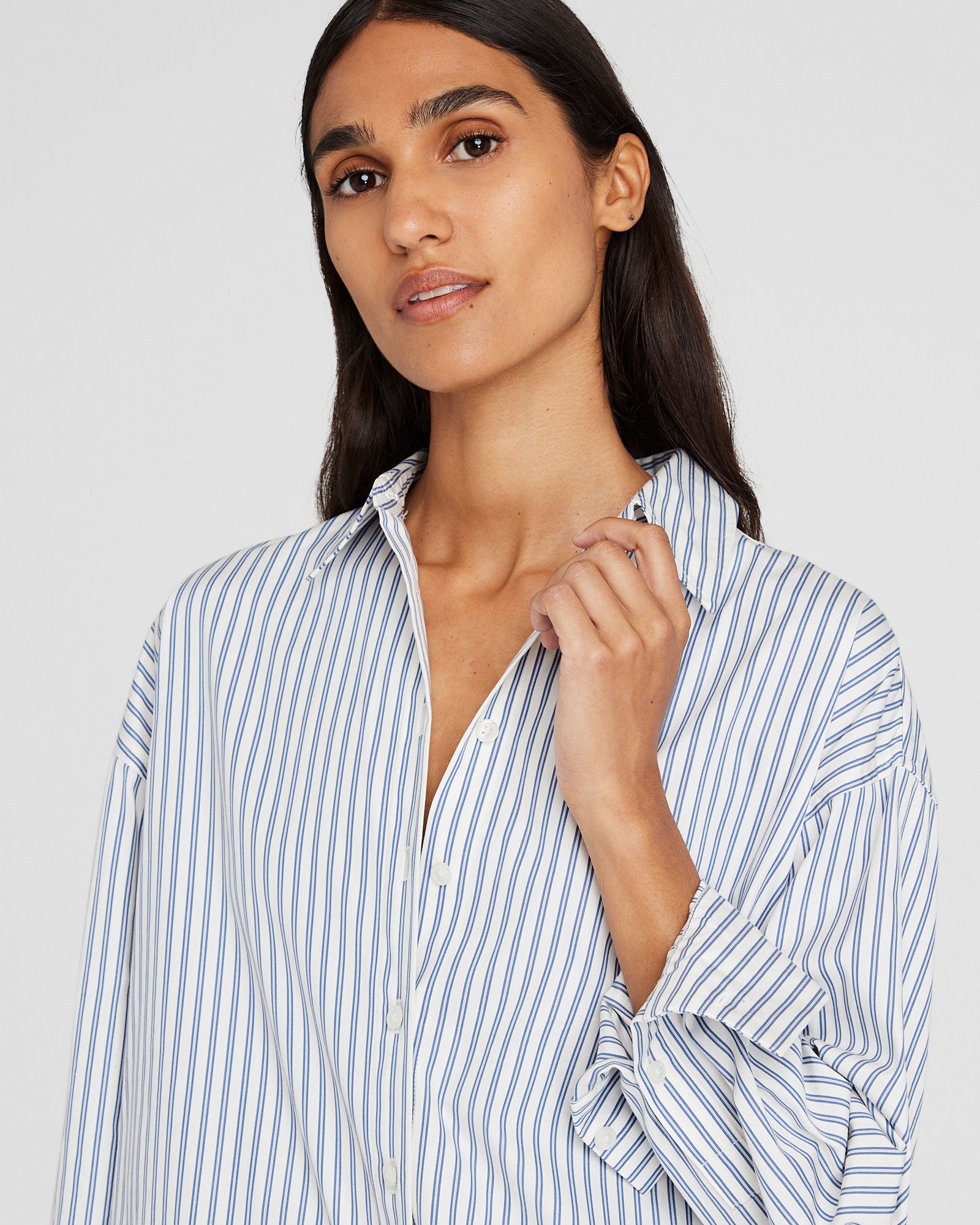 CLUB MONACO - Chemise classique rayée à boutons - Base Blanche Rayée