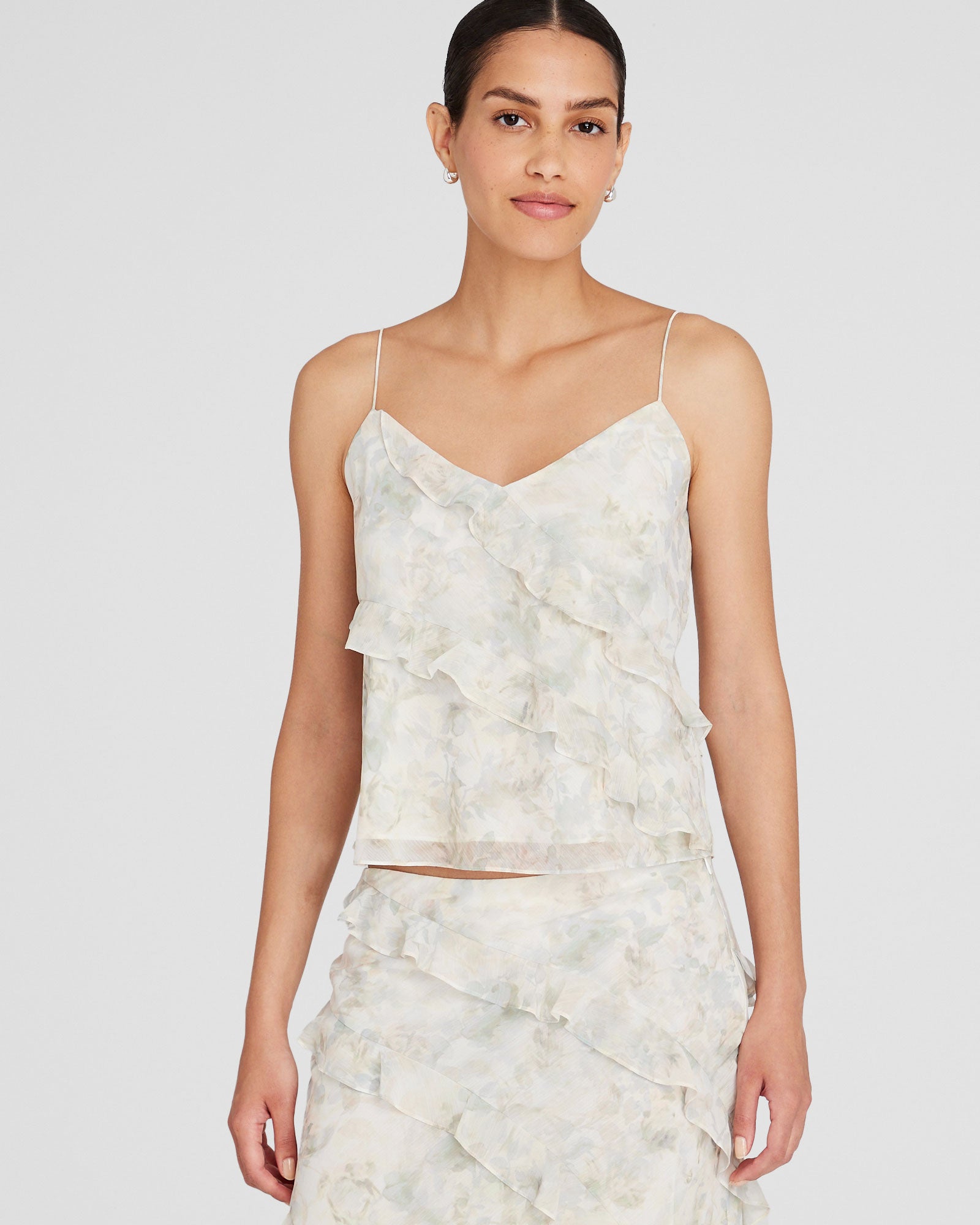 CLUB MONACO - Ruffle Front Cami - Cream Base