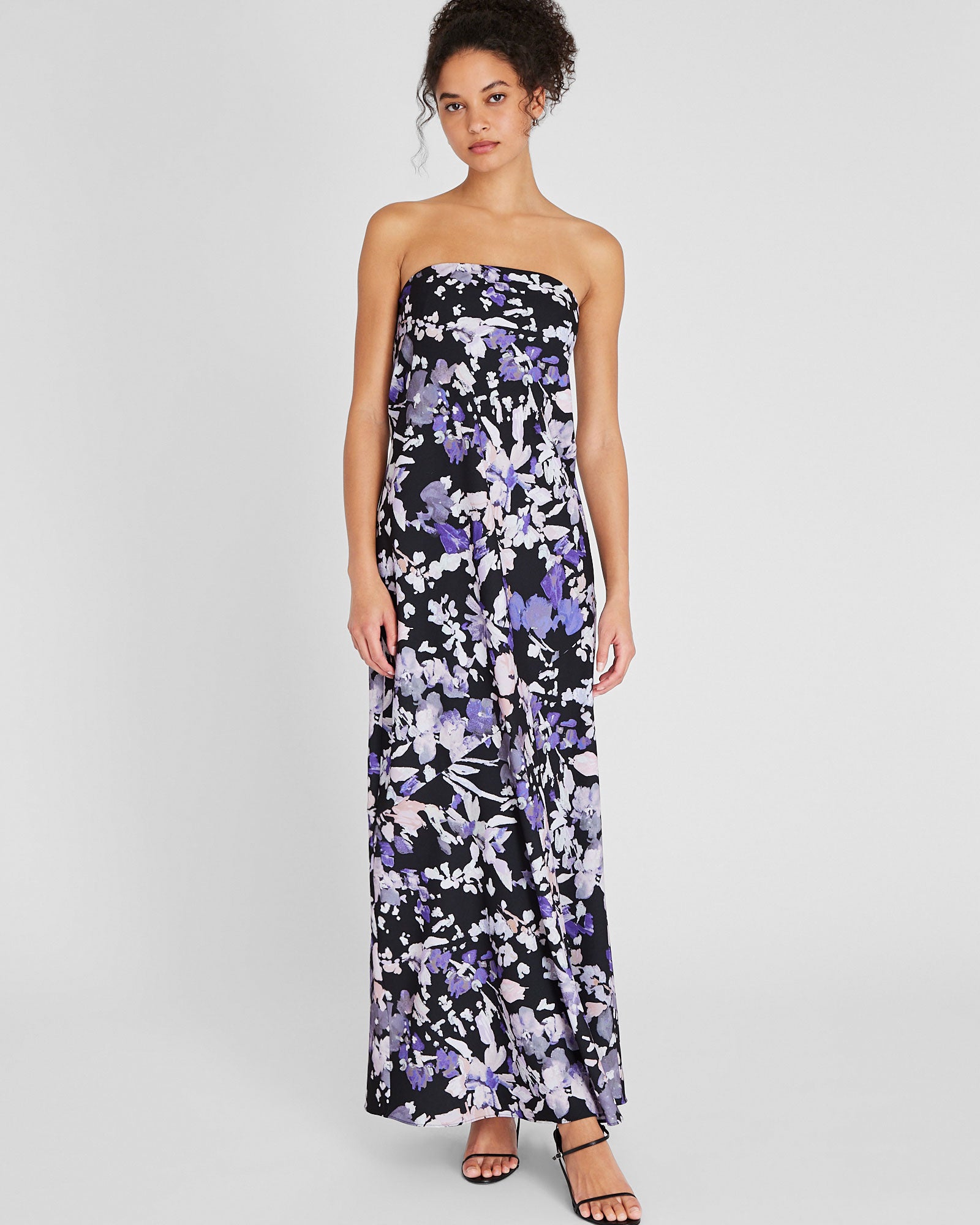 CLUB MONACO - Robe longue imprimée sans bretelles - Mélange violet
