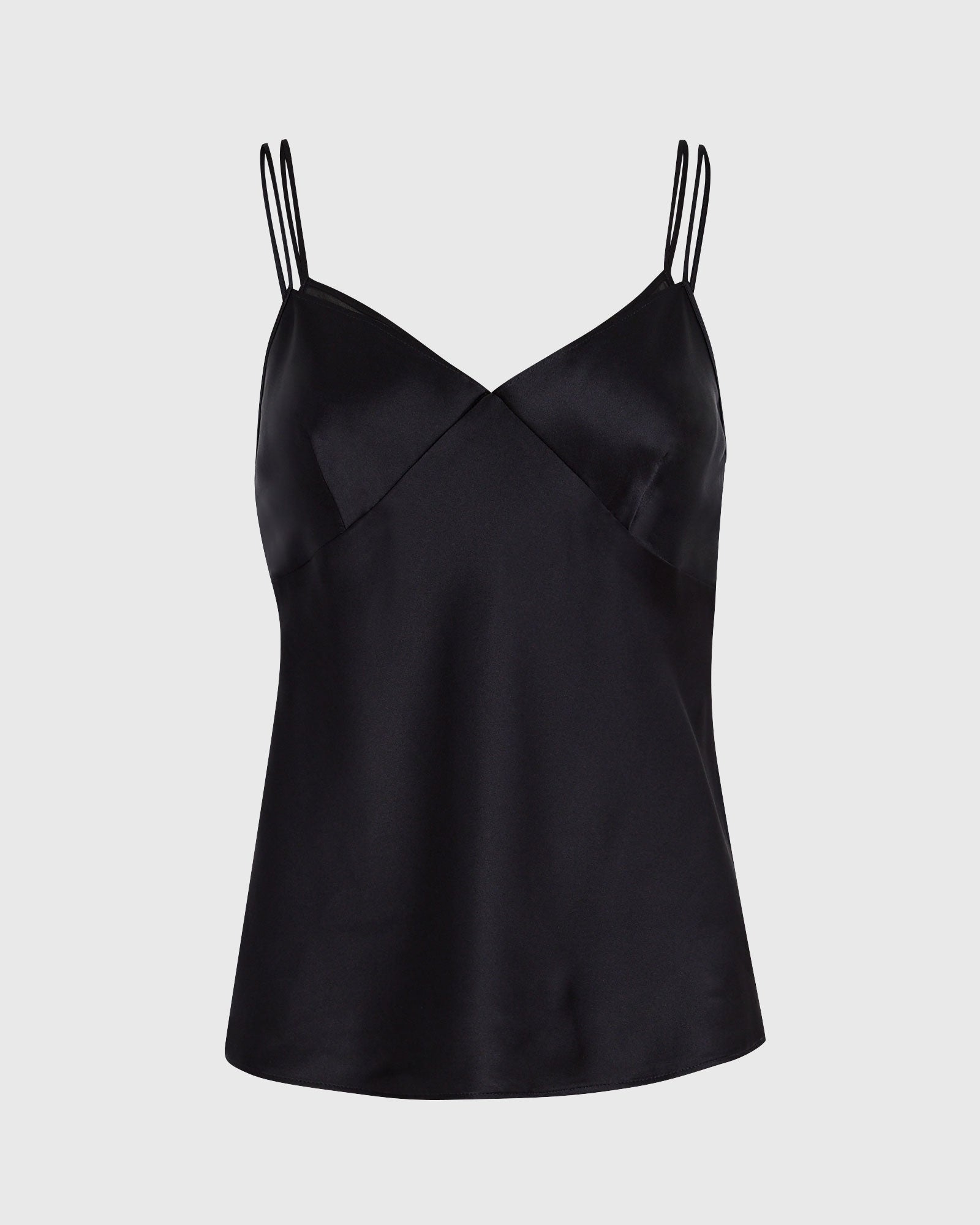CLUB MONACO - Silk Charmeuse Double-Neckline Cami - Black