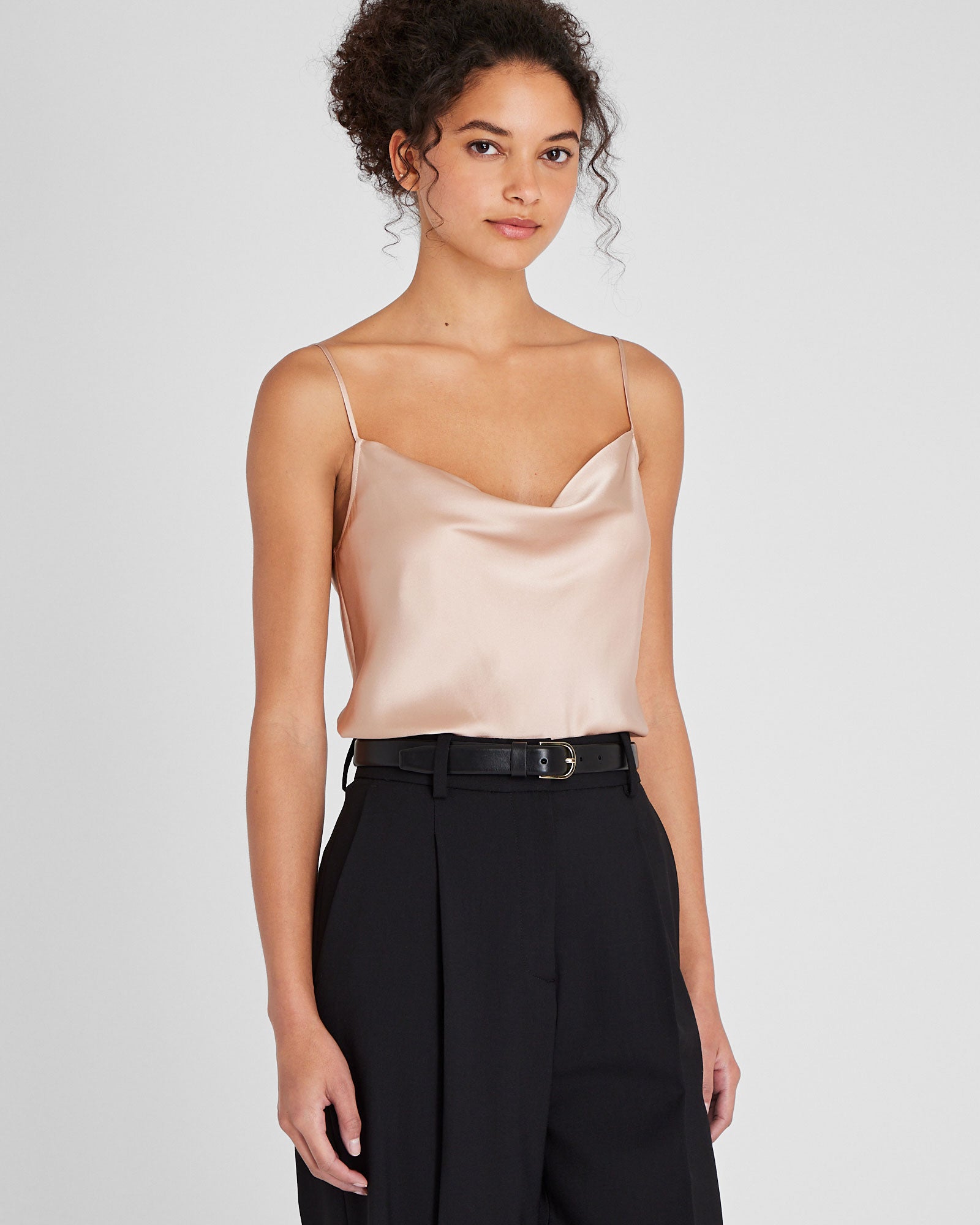 CLUB MONACO - Débardeur en soie charmeuse - Rose Poudré