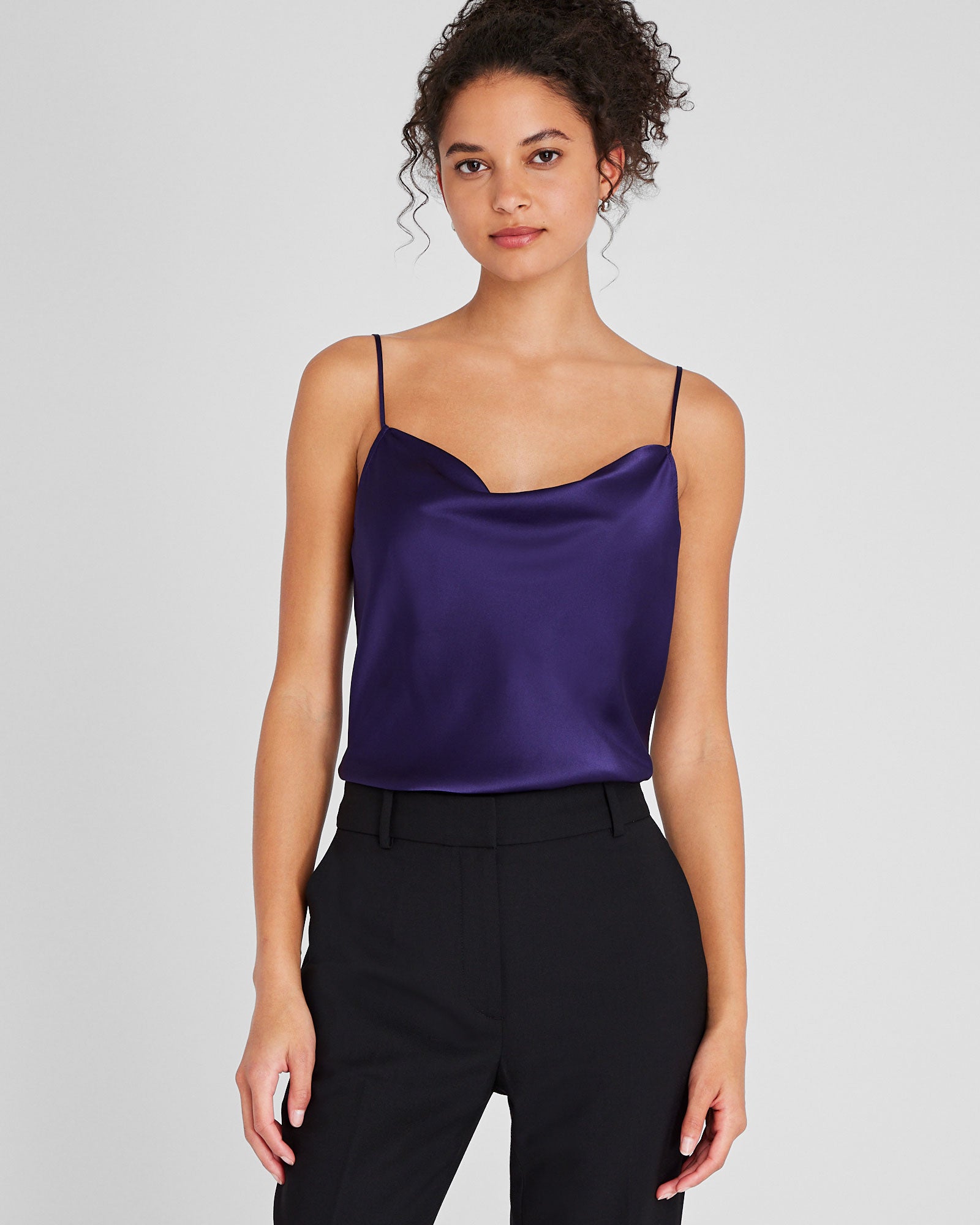 CLUB MONACO - Silk Charmeuse Cowl Neck Cami - Purple