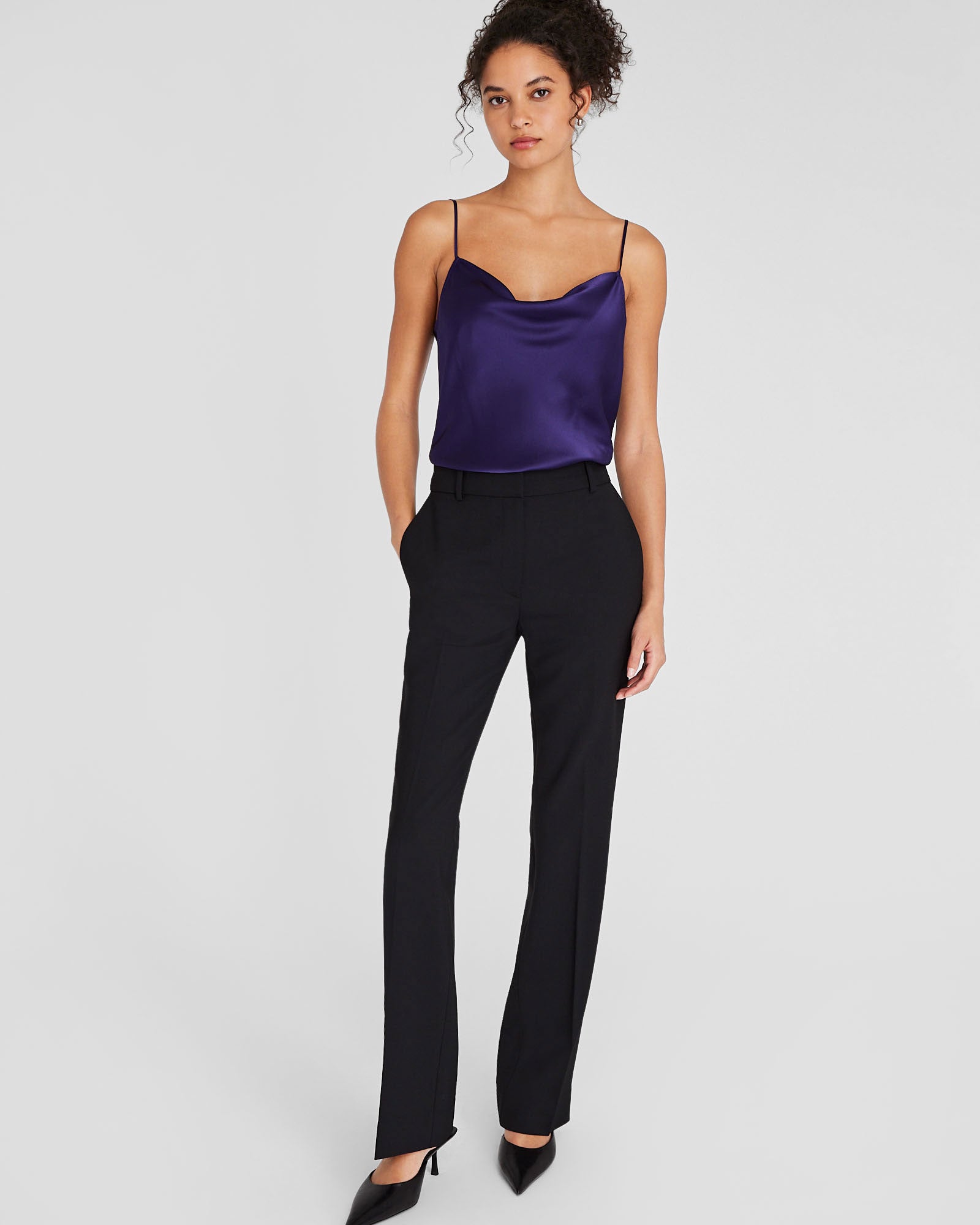 CLUB MONACO - Silk Charmeuse Cowl Neck Cami - Purple