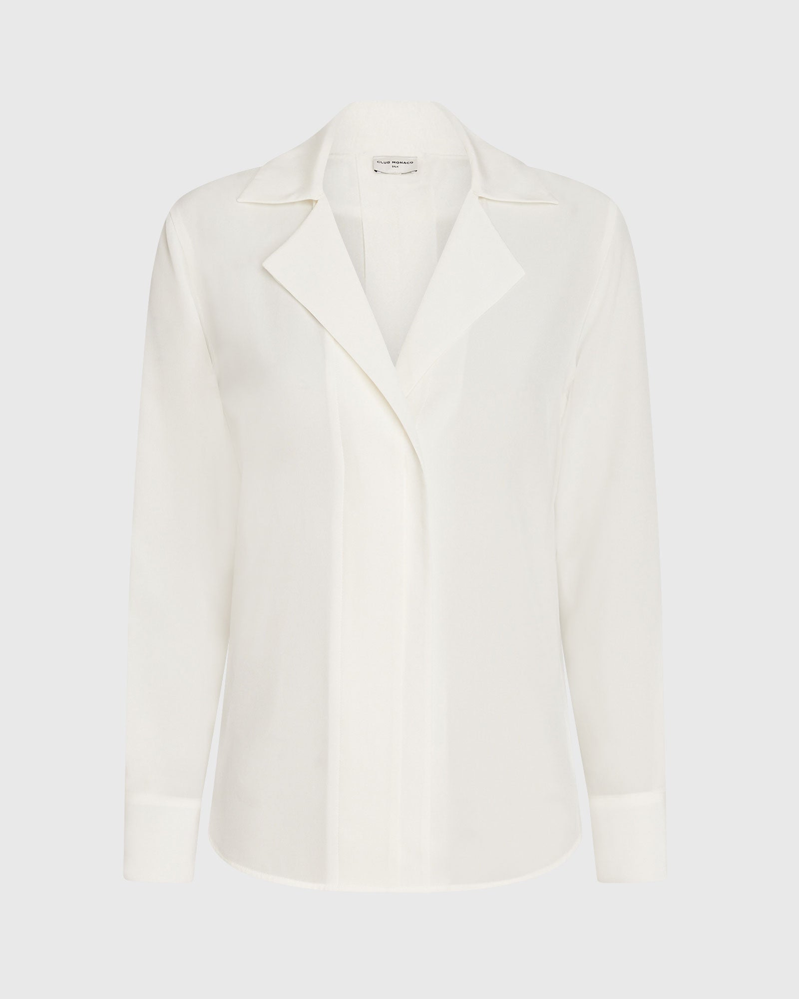 CLUB MONACO - Silk Open-Neck Blouse - White