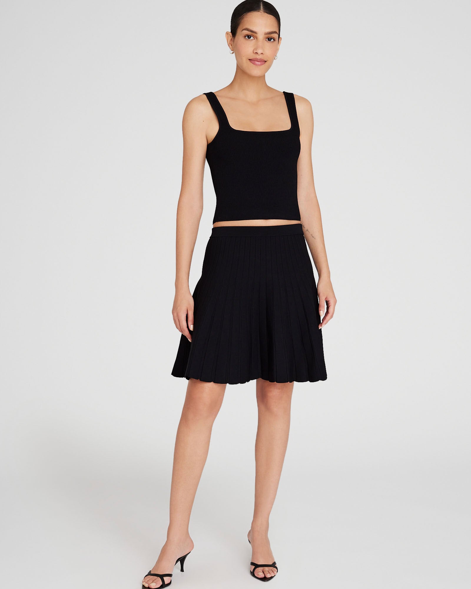 CLUB MONACO - Jupe plissée en maille mini - Noir