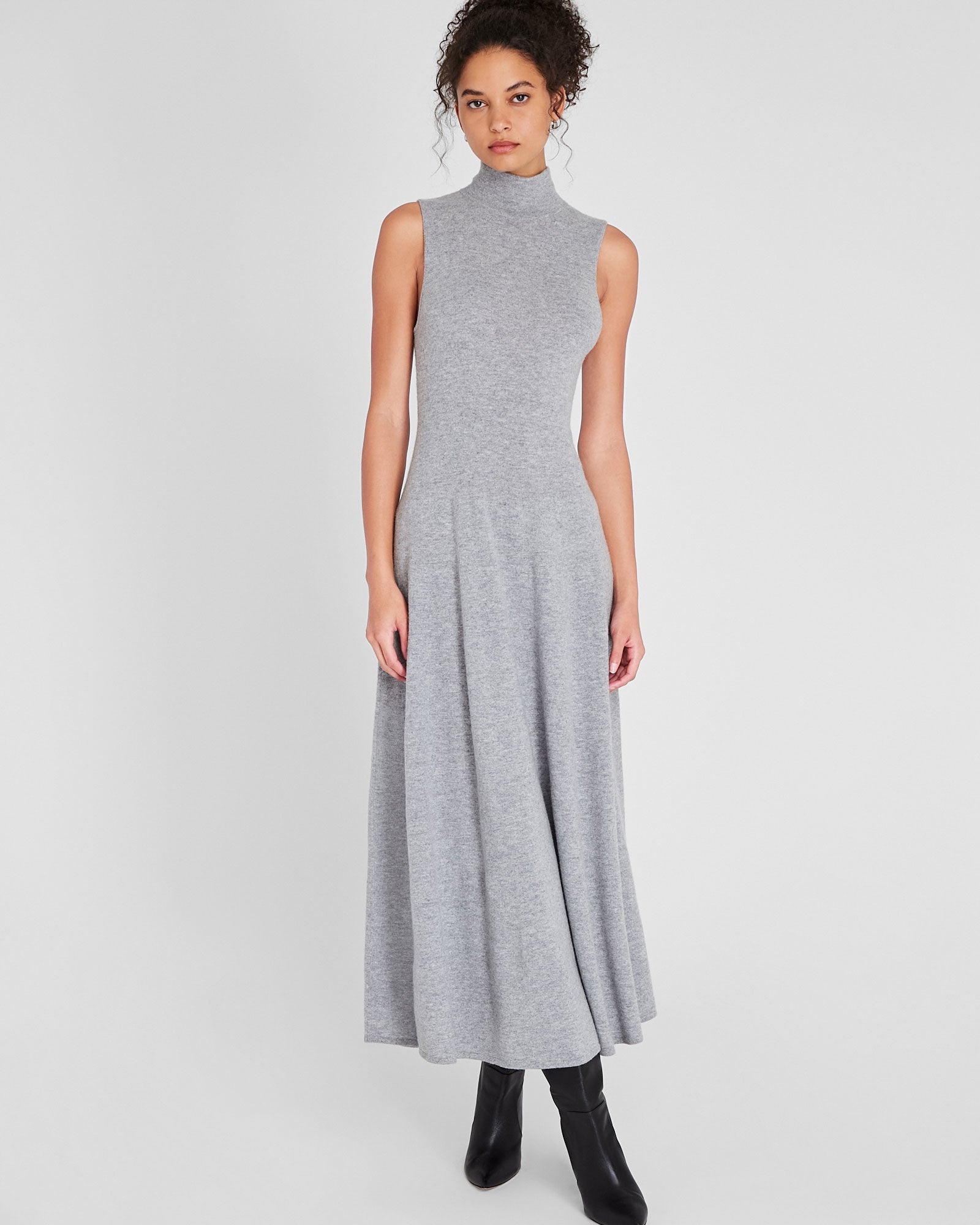 CLUB MONACO - Sleeveless Turtleneck Maxi Dress - Heather Grey