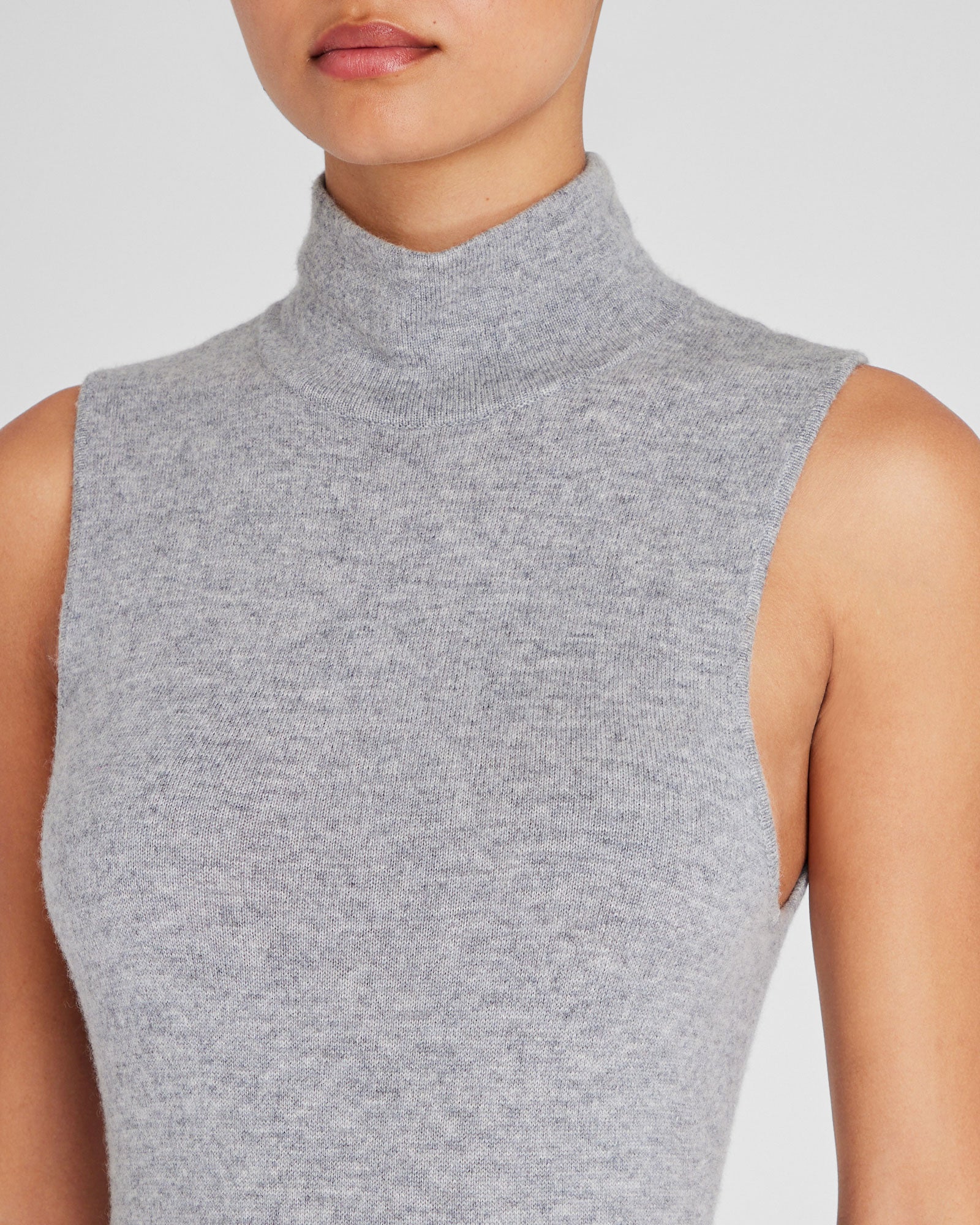 CLUB MONACO - Sleeveless Turtleneck Maxi Dress - Heather Grey