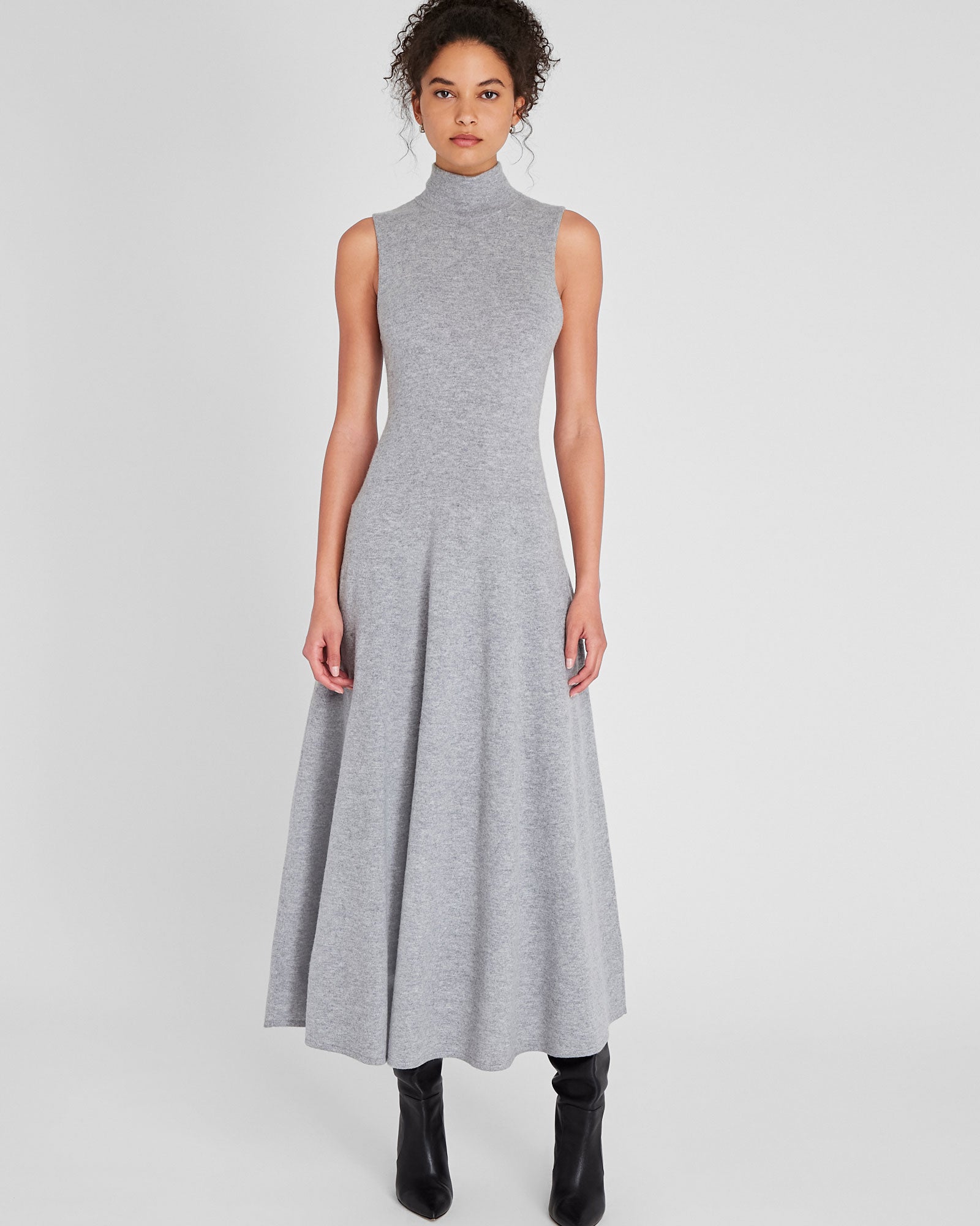 CLUB MONACO - Sleeveless Turtleneck Maxi Dress - Heather Grey