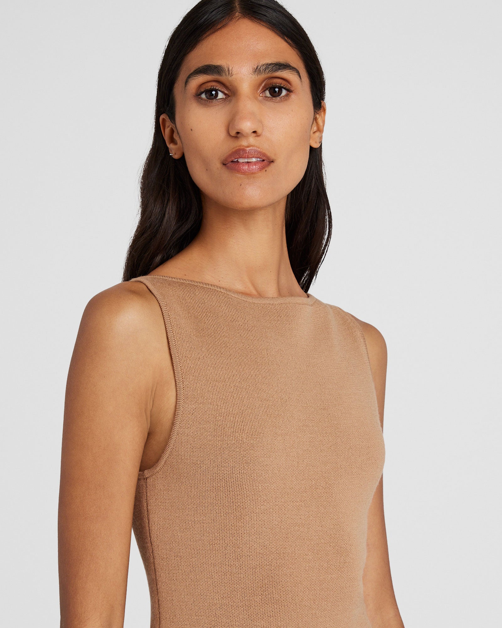 CLUB MONACO - Robe mini à col bateau en mérinos - Chameau Pâle