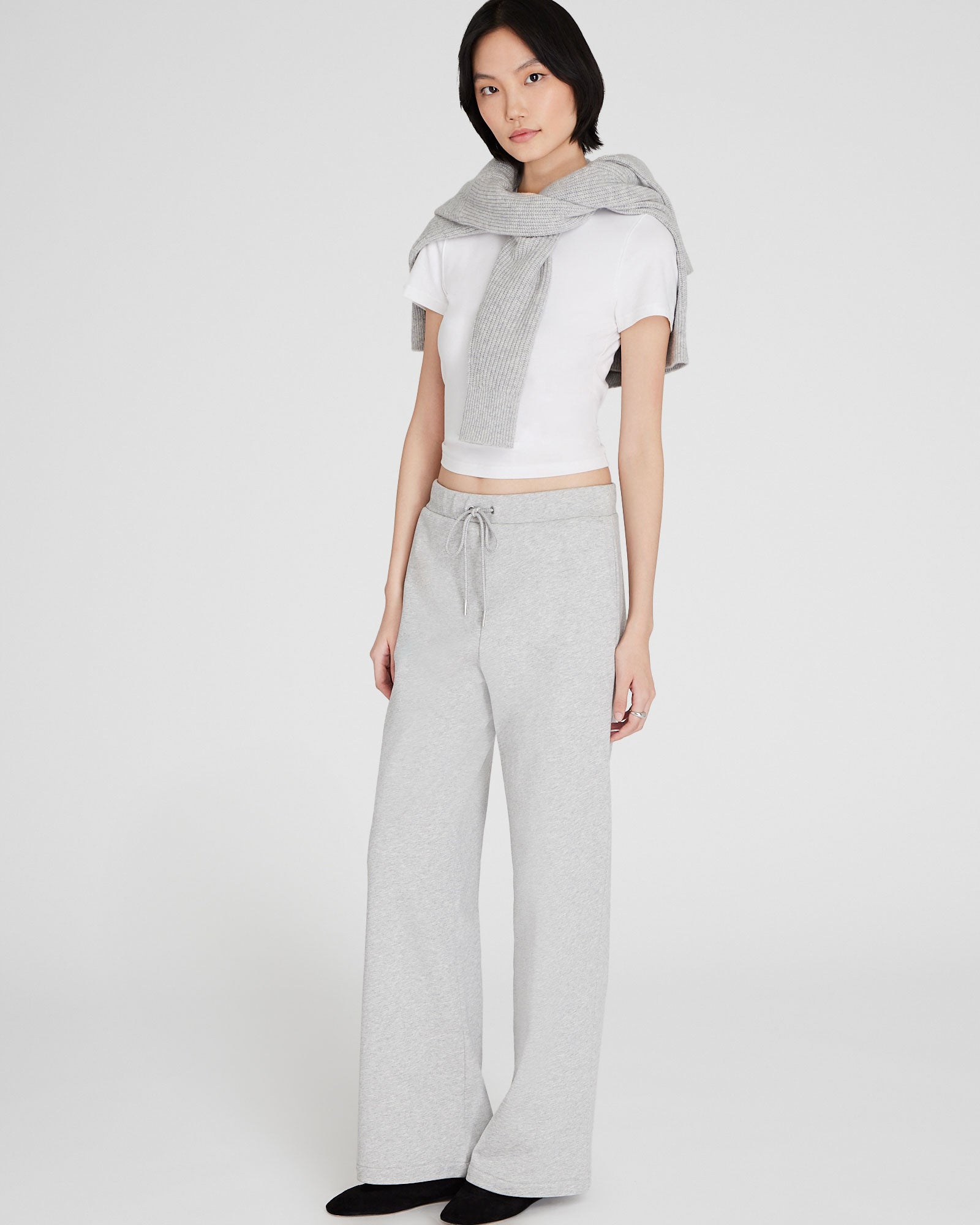 CLUB MONACO - Classic Cotton Drawstring Sweatpant - Medium Heather Grey