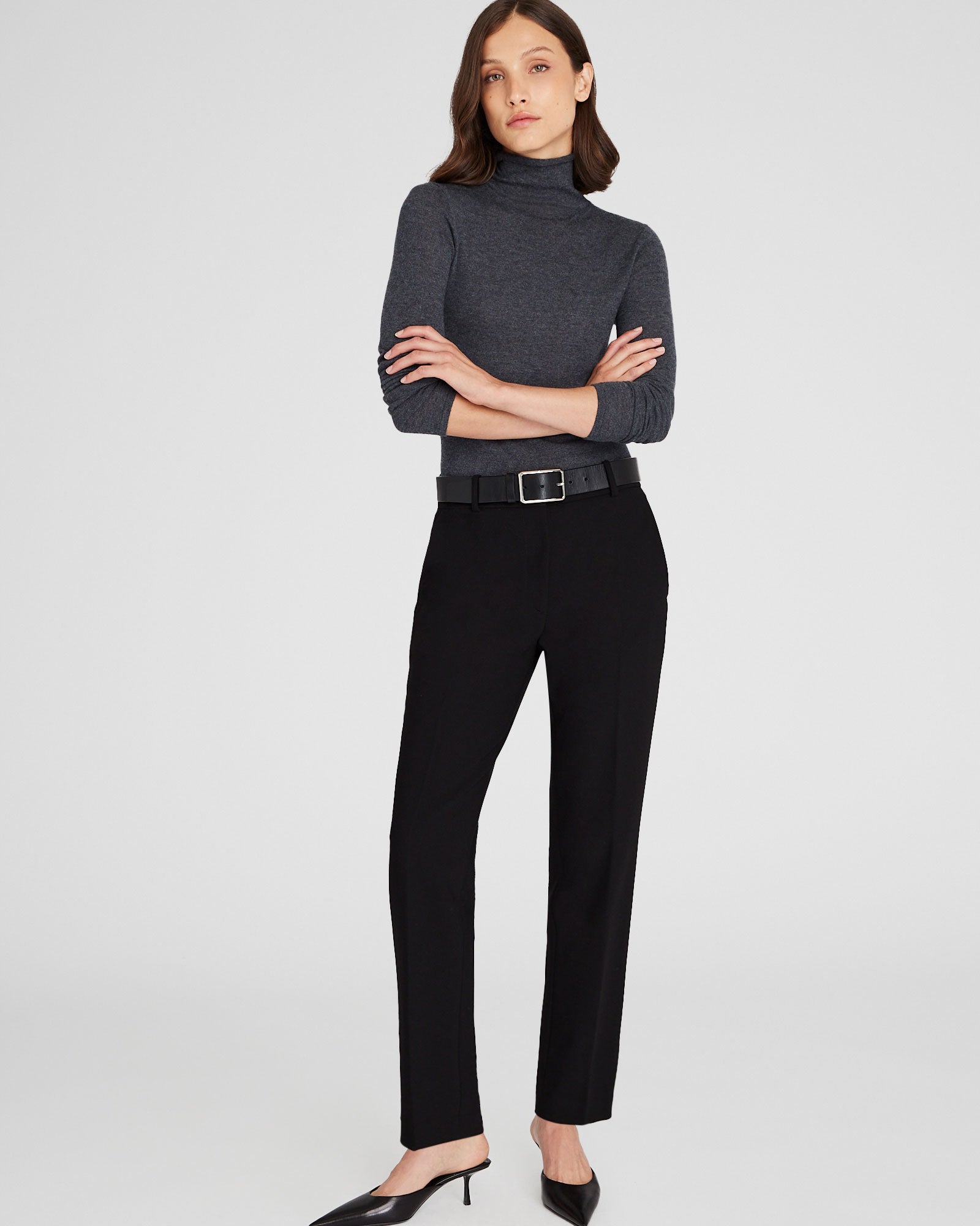 CLUB MONACO - Cashmere Slim Turtleneck - Dark Heather