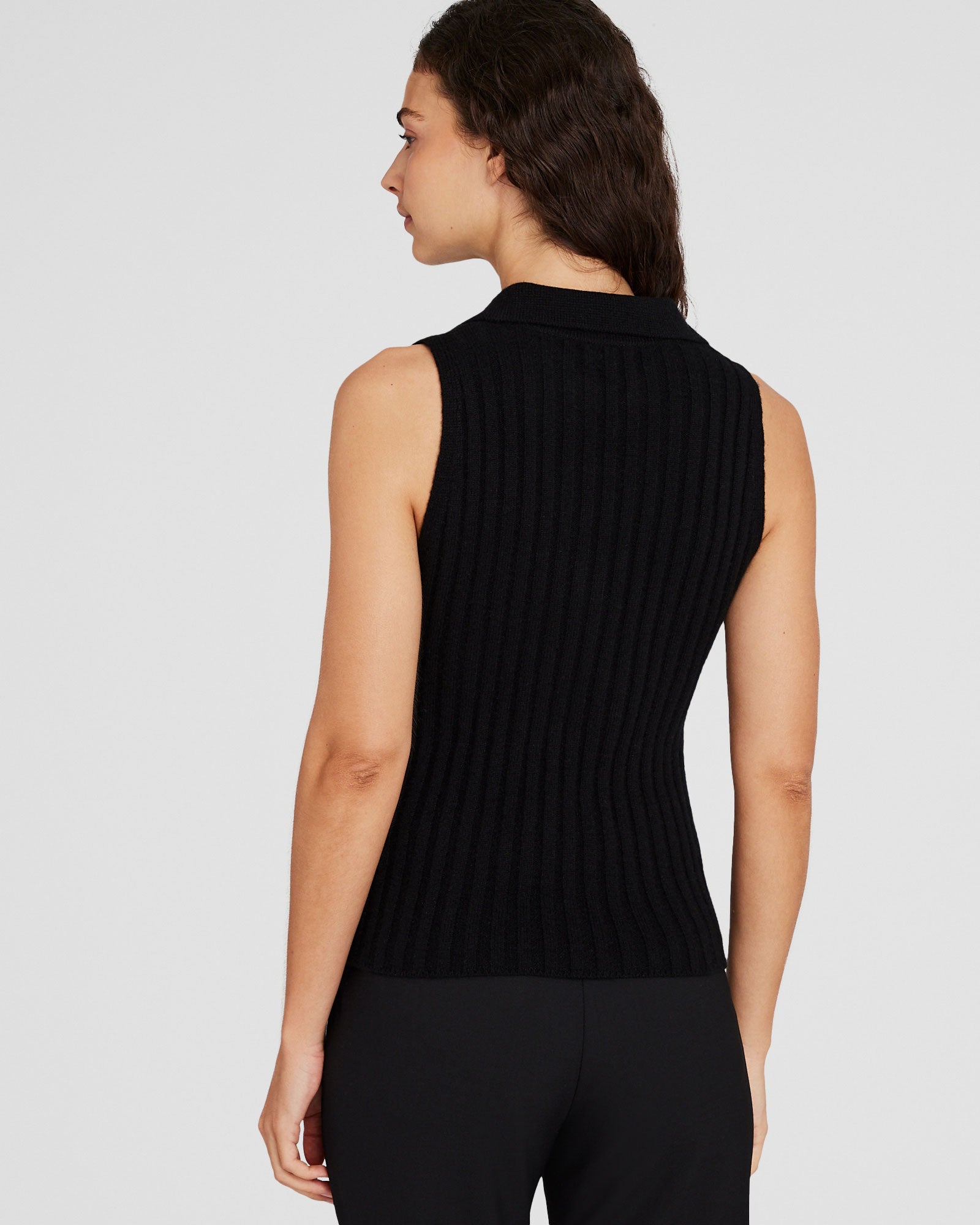 CLUB MONACO - Cashmere Johnny Collar Tank - Black