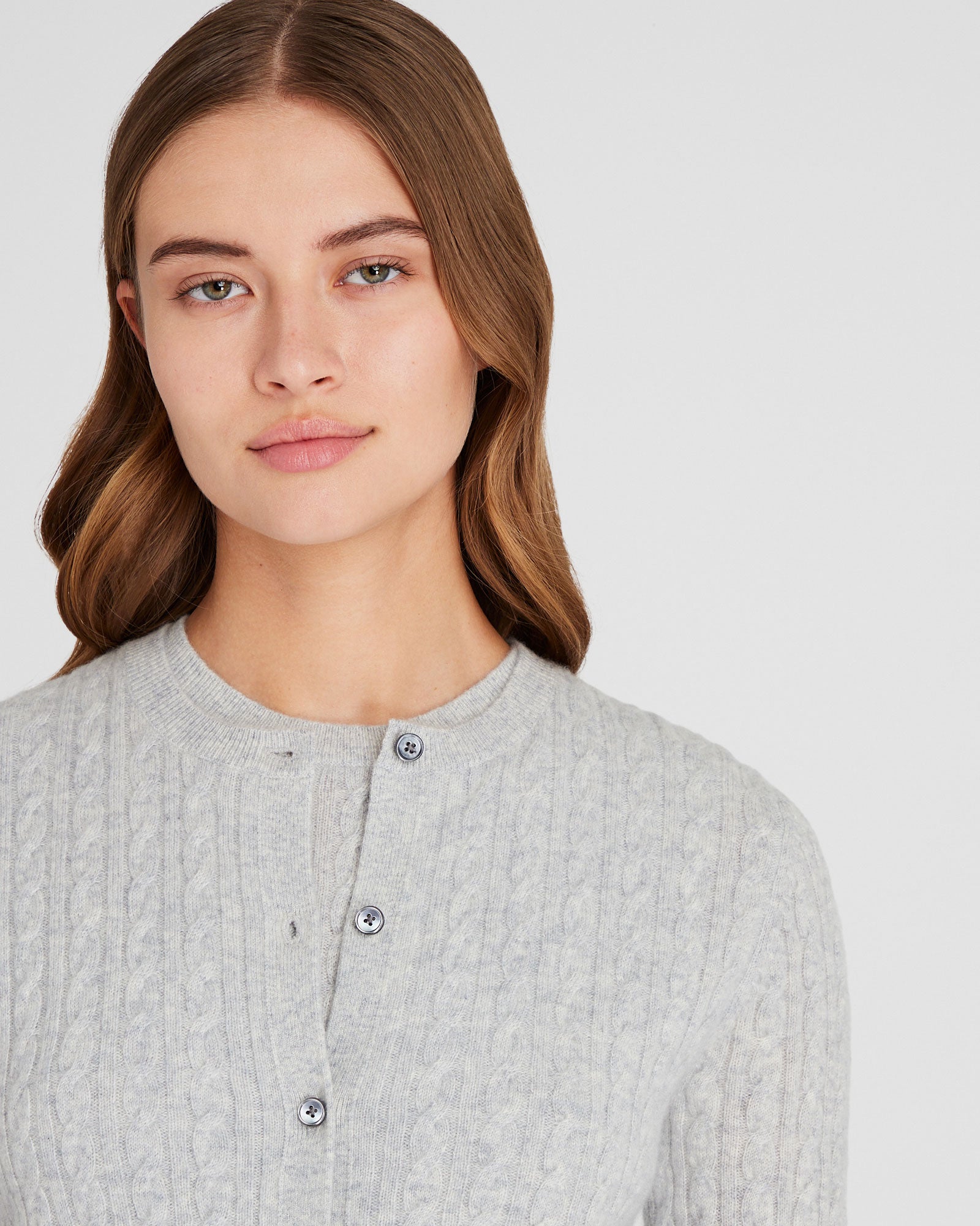 CLUB MONACO - Cardigan en cachemire à mini torsades - Gris Chiné Clair