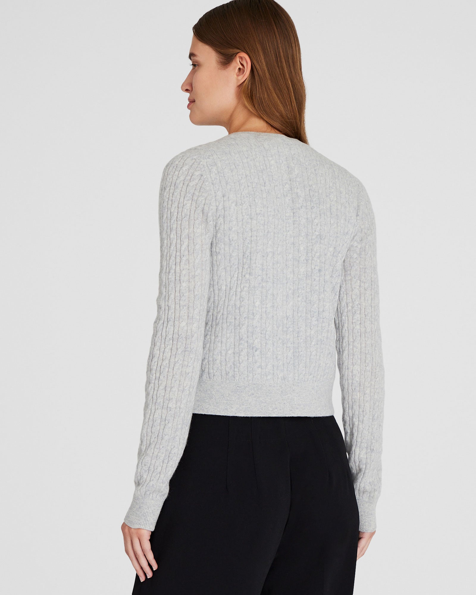 CLUB MONACO - Cardigan en cachemire à mini torsades - Gris Chiné Clair