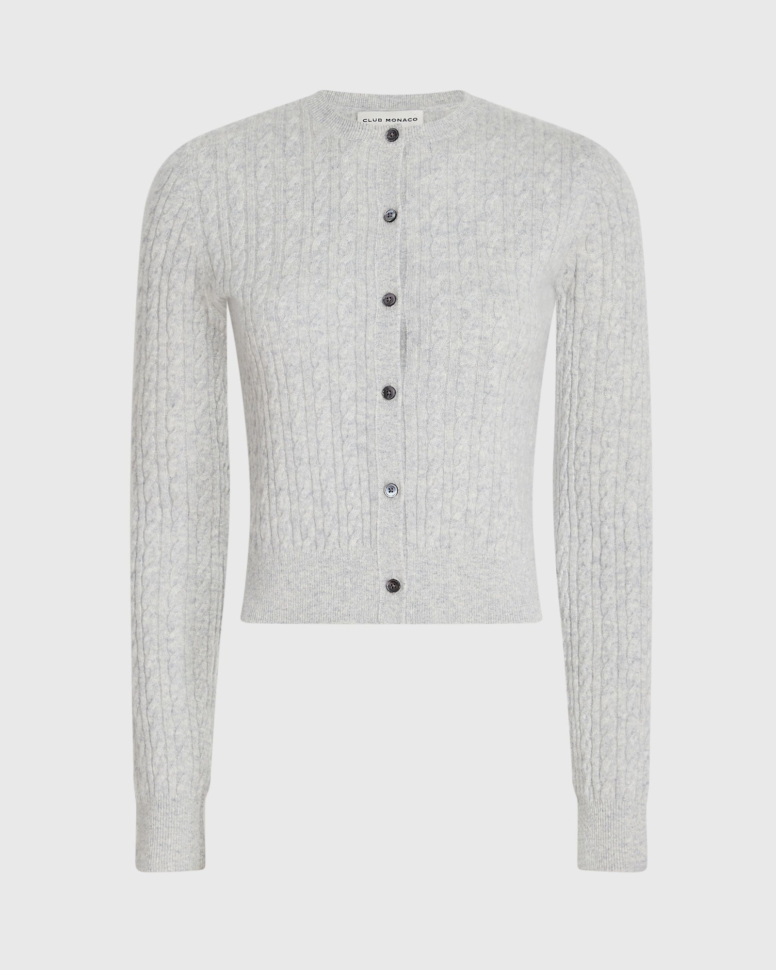 CLUB MONACO - Cardigan en cachemire à mini torsades - Gris Chiné Clair
