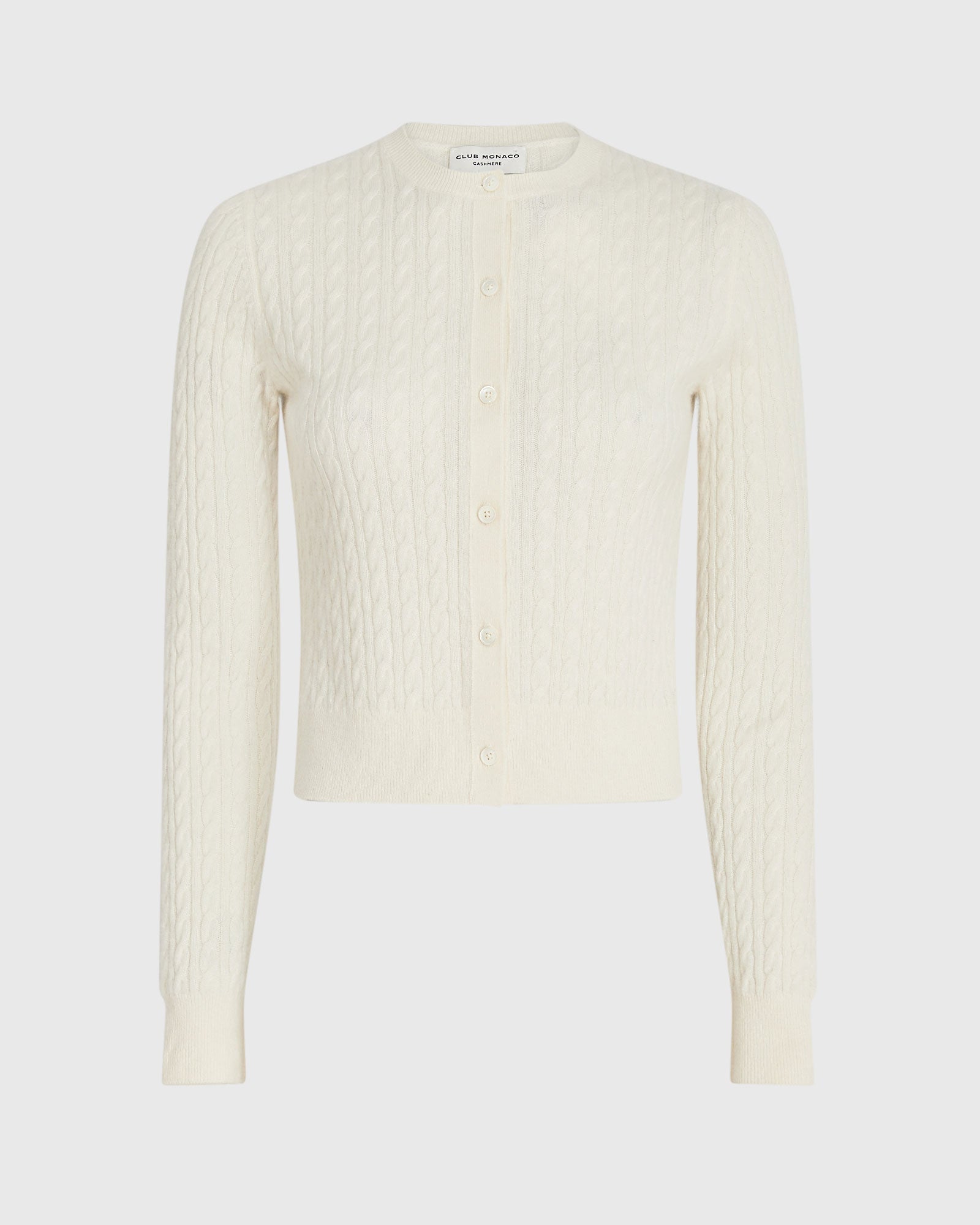 CLUB MONACO - Cashmere Mini Cable Cardigan - Ivory
