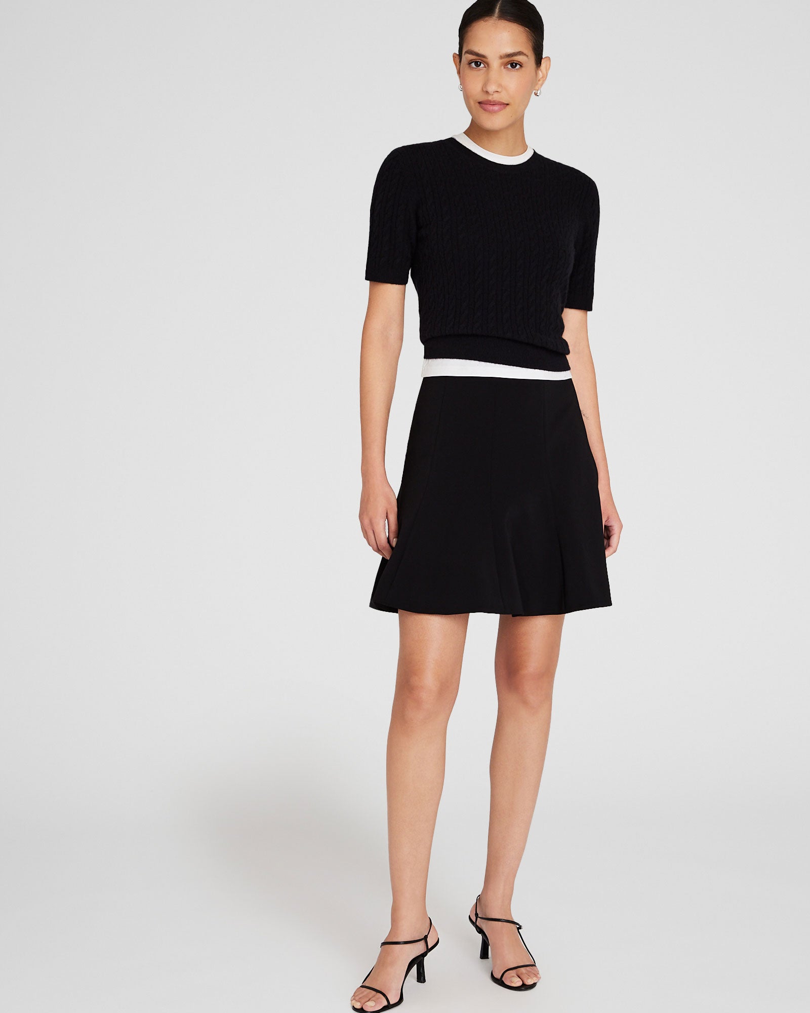 CLUB MONACO - Cashmere Mini-Cable Short-Sleeve Sweater - Black