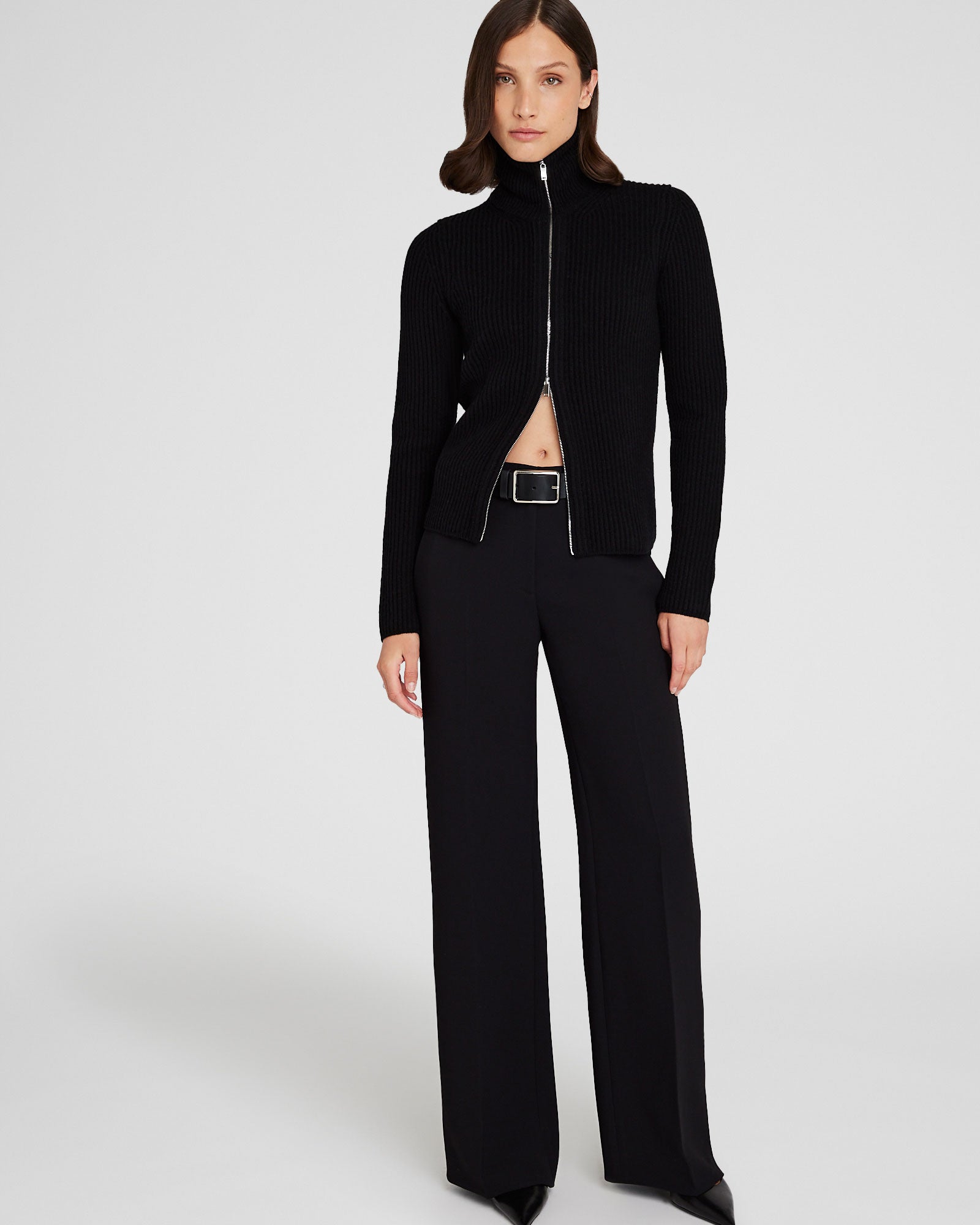 CLUB MONACO - Slim Rib Full-Zip Sweater - Noir