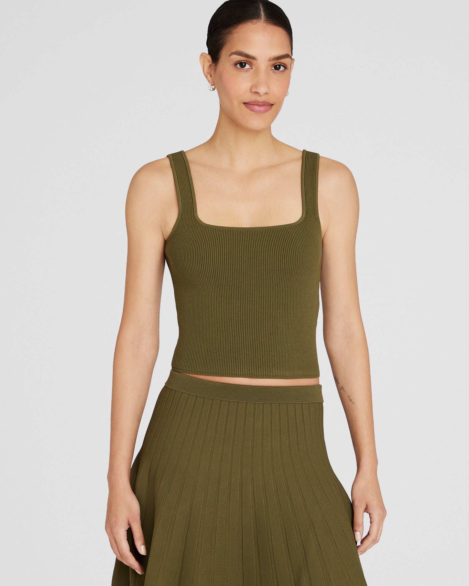 CLUB MONACO - Débardeur à col carré - Olive terne