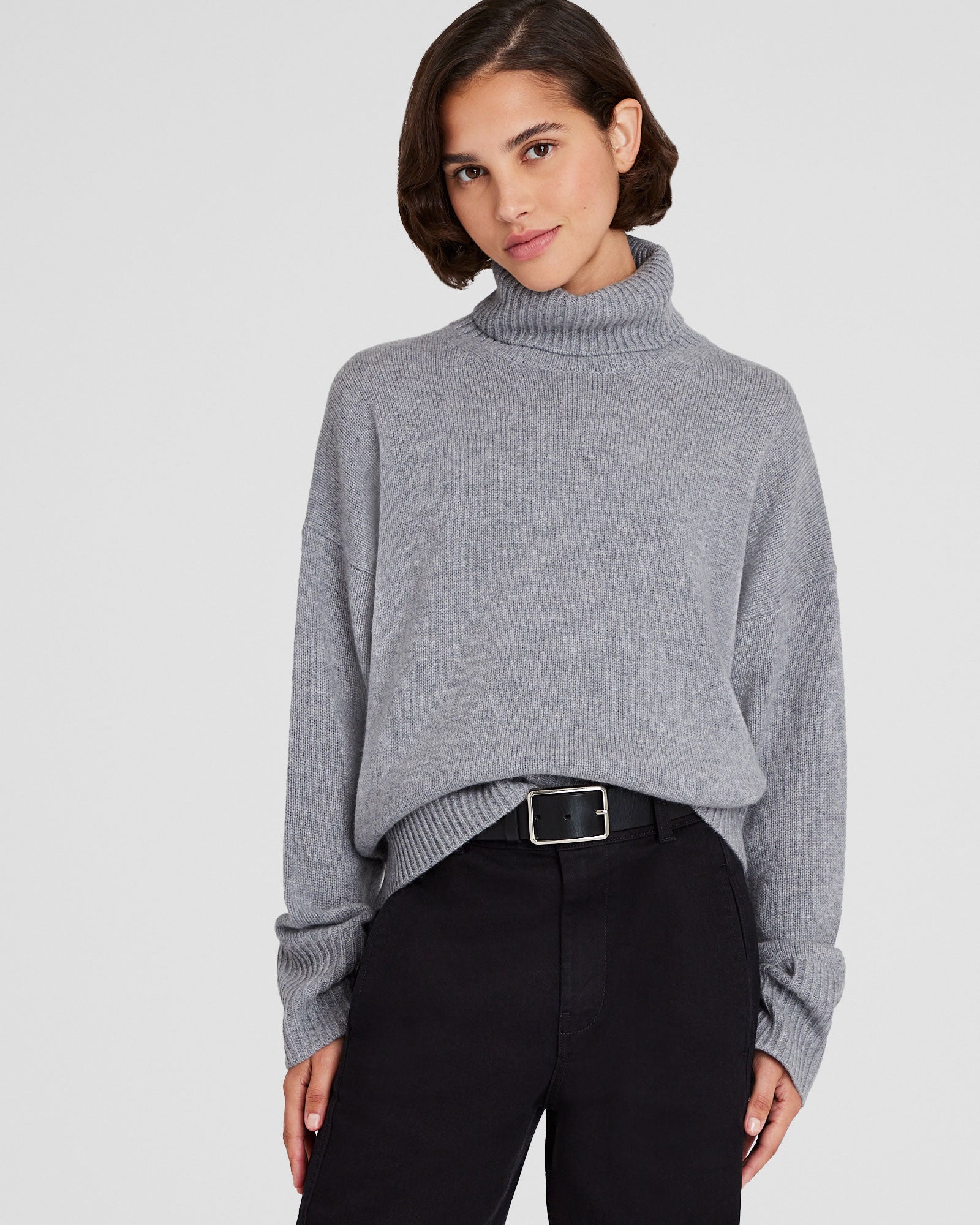 CLUB MONACO - Cashmere Turtleneck Pullover Sweater - Medium Heather Grey