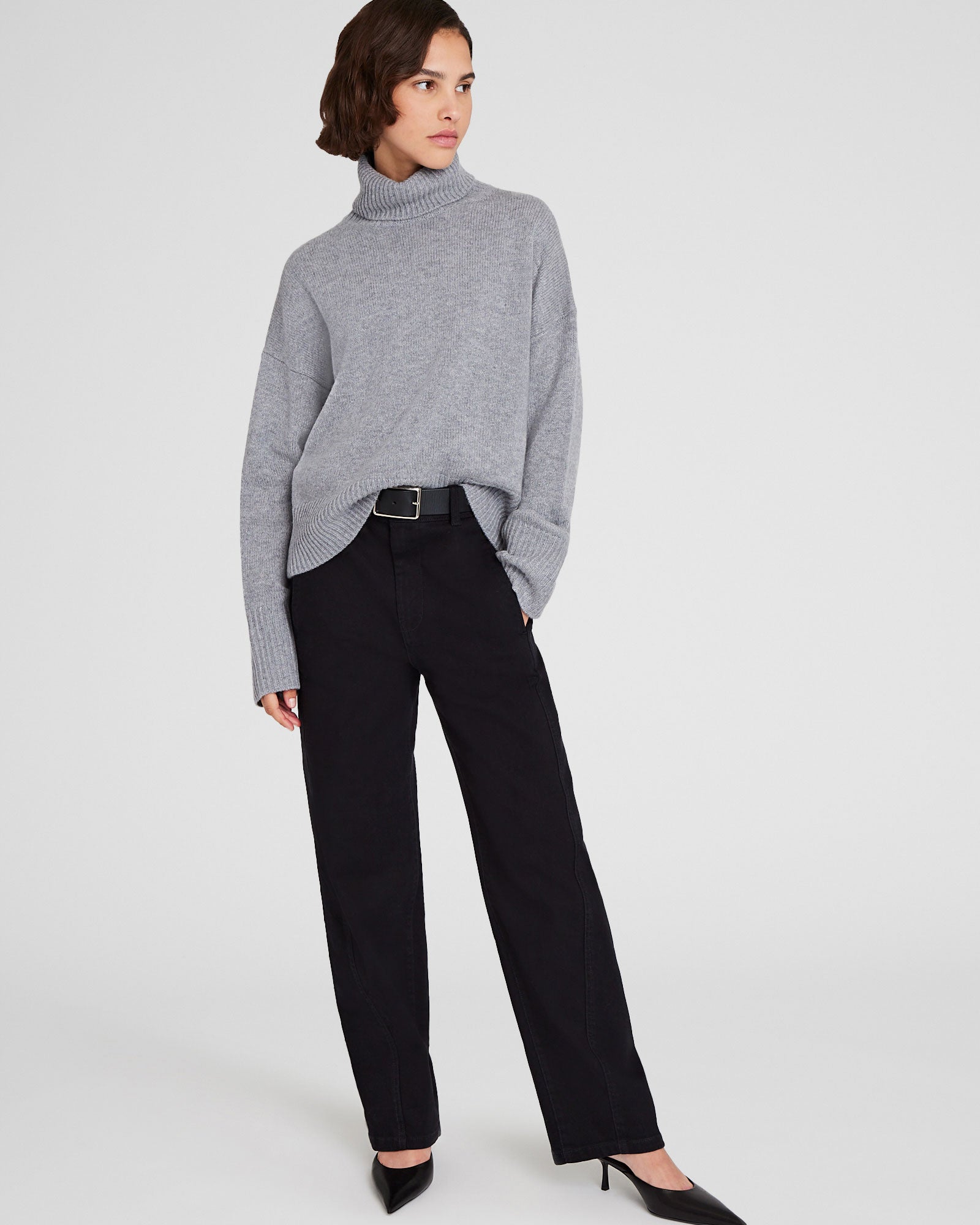 CLUB MONACO - Cashmere Turtleneck Pullover Sweater - Medium Heather Grey