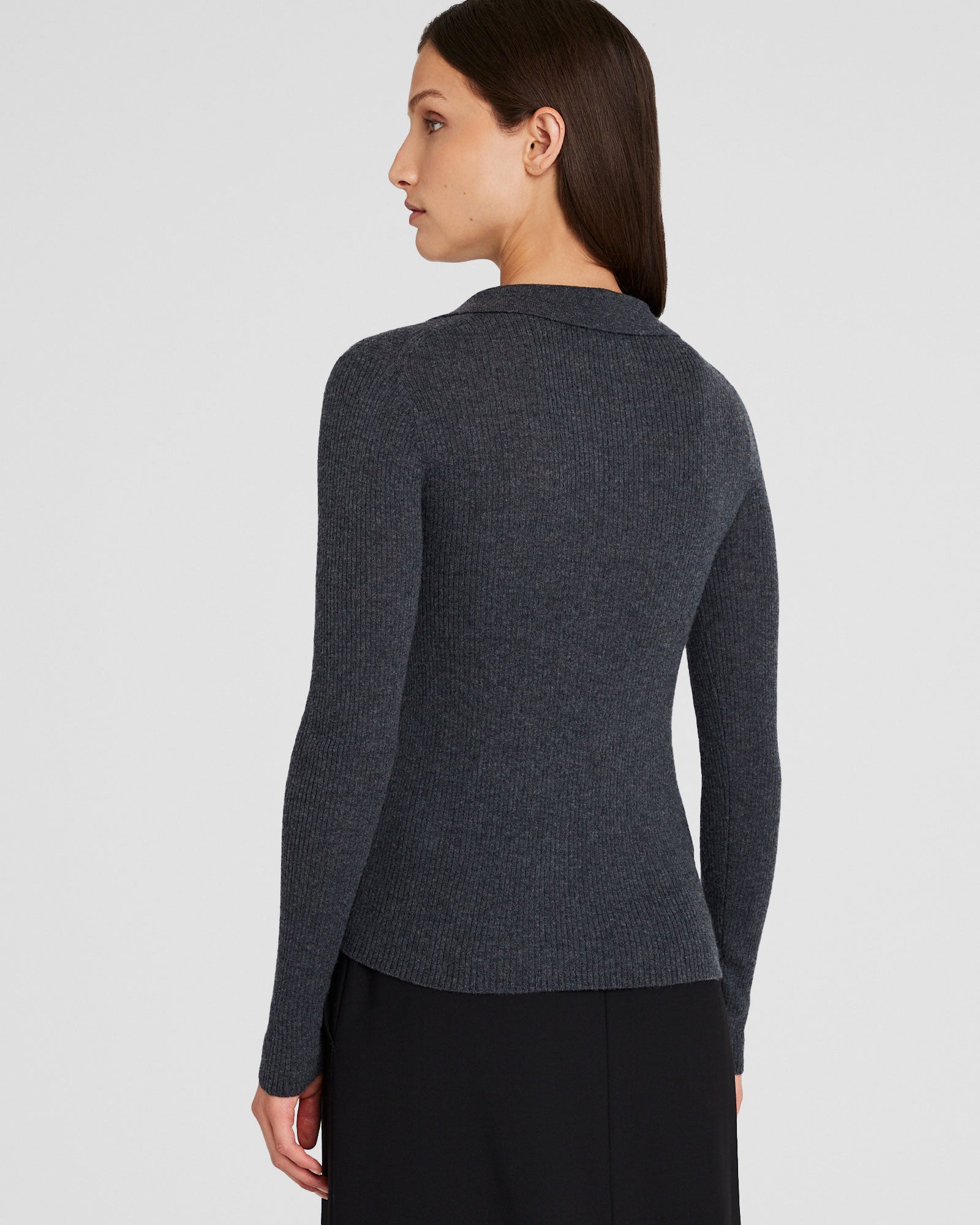 CLUB MONACO - Cashmere Rib Polo - Charcoal