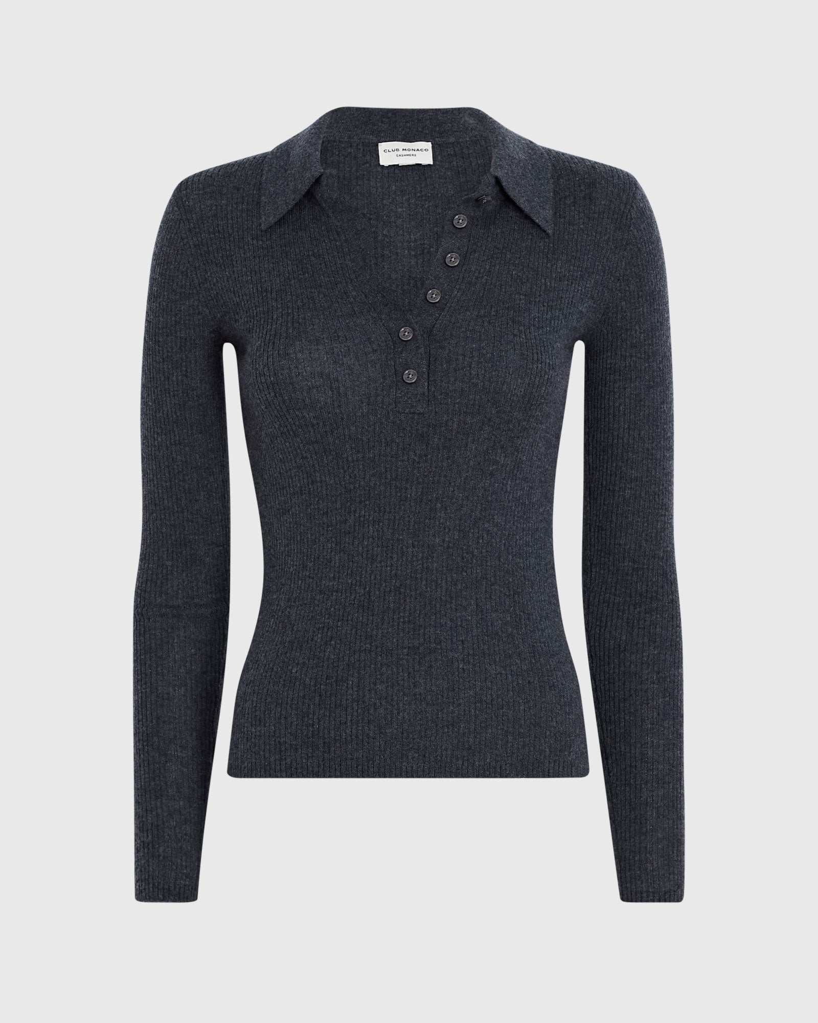 CLUB MONACO - Cashmere Rib Polo - Charcoal