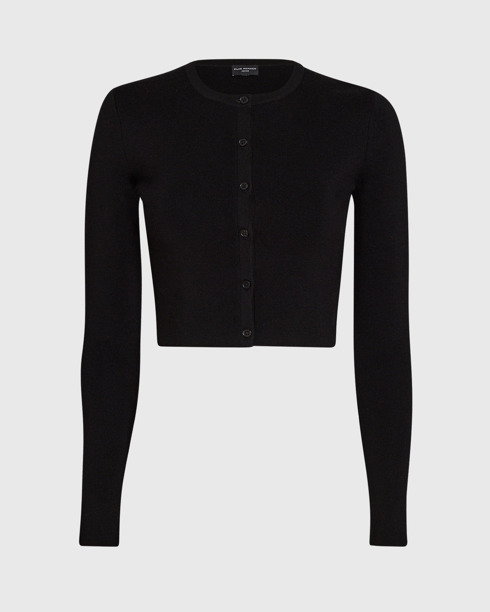 CLUB MONACO - Merino Rib Cropped Cardigan - Black