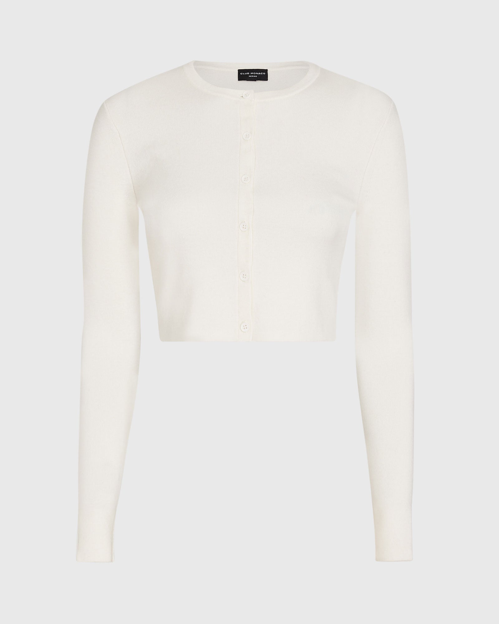 CLUB MONACO - Merino Rib Cropped Cardigan - Ivory
