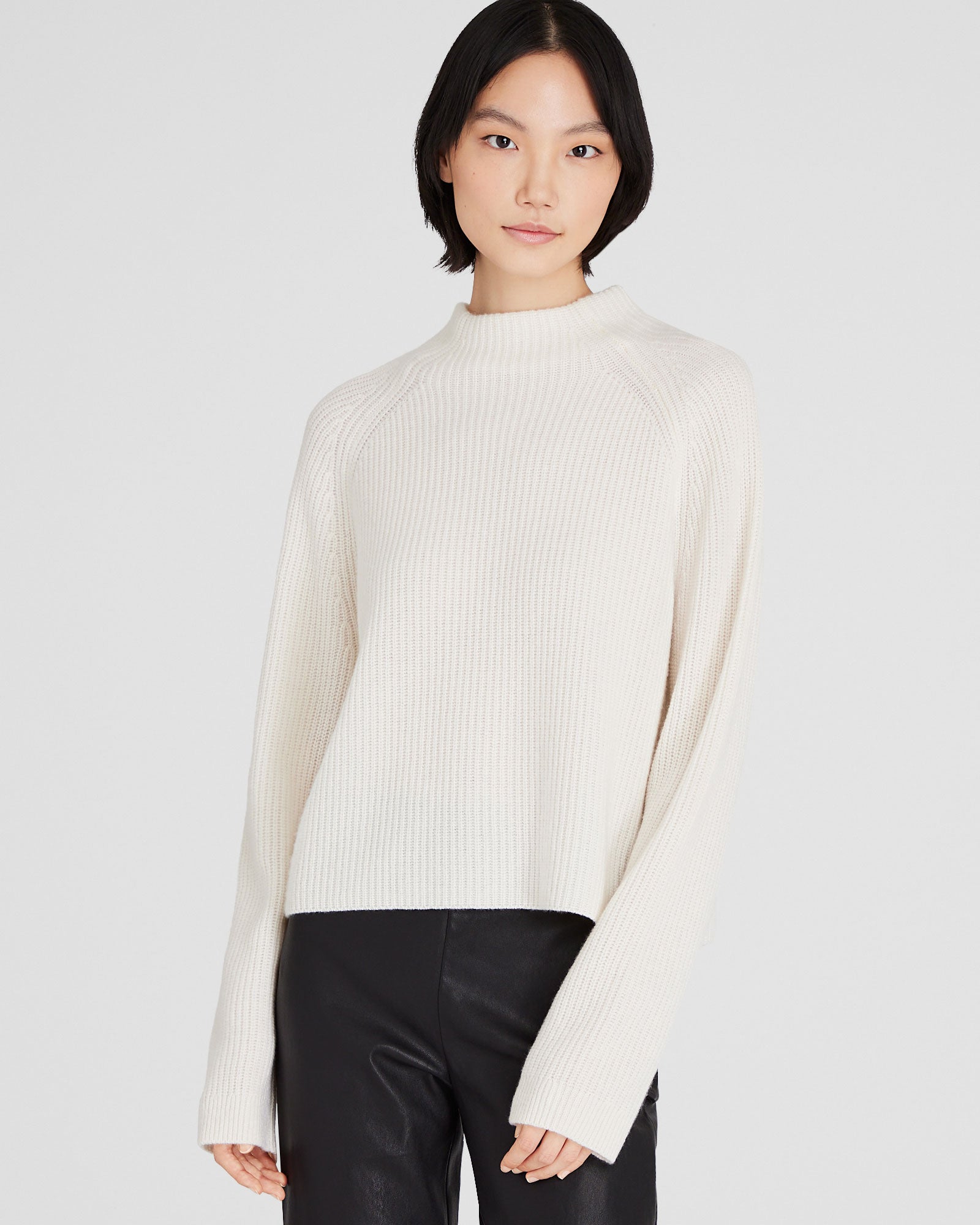CLUB MONACO - Cashmere Cropped Mockneck Sweater - Ivory