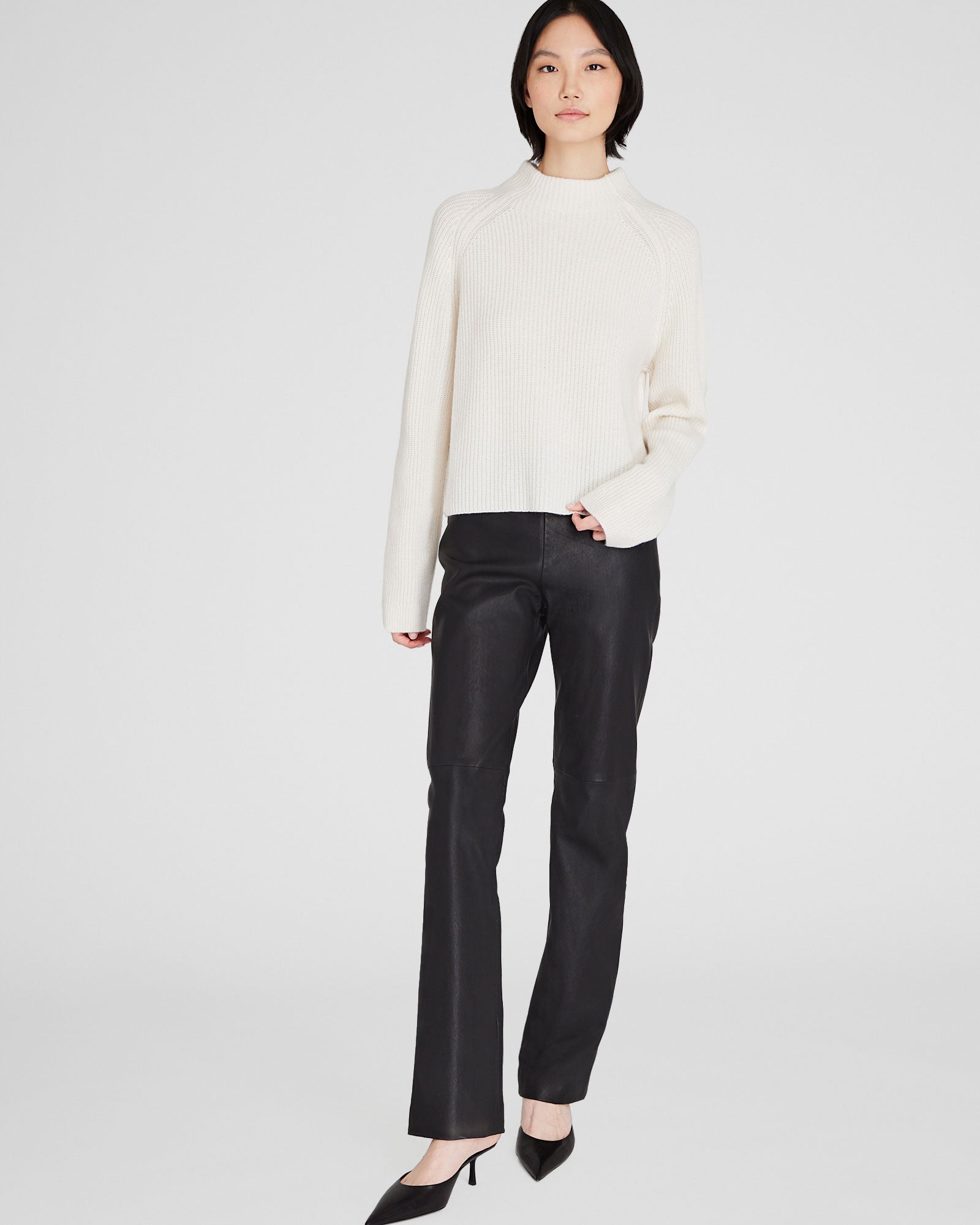 CLUB MONACO - Cashmere Cropped Mockneck Sweater - Ivory