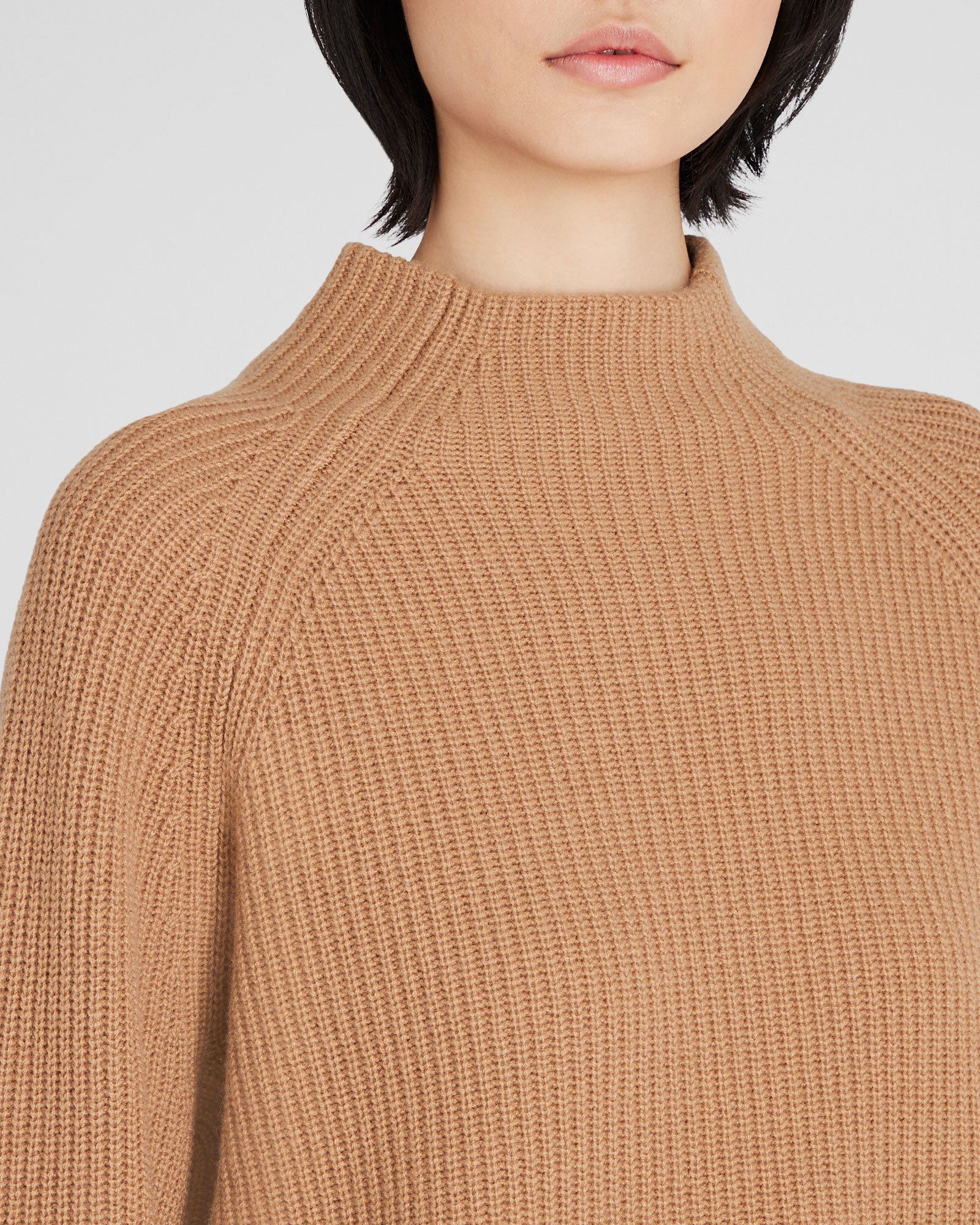 CLUB MONACO - Cashmere Cropped Mockneck Sweater - Camel
