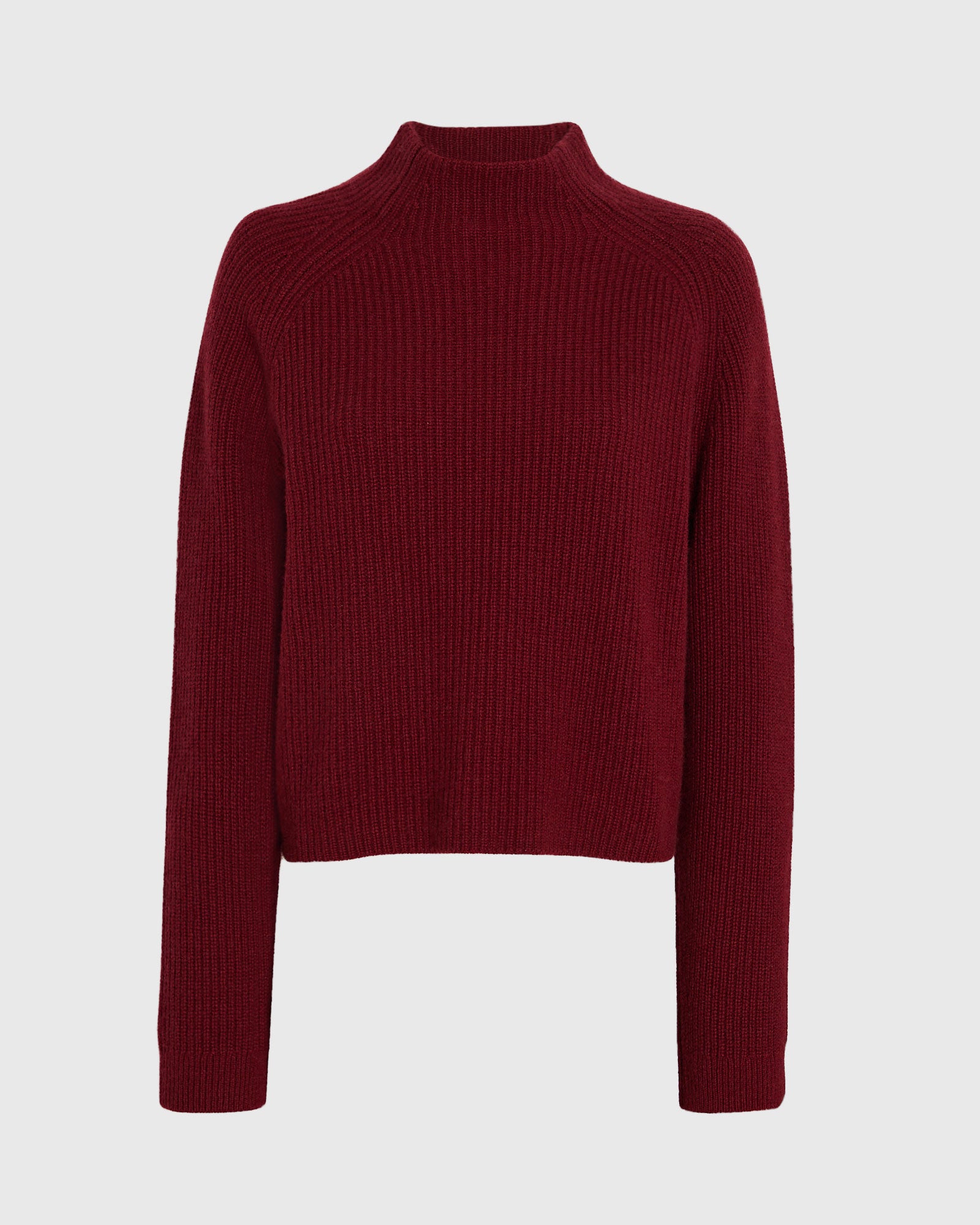 CLUB MONACO - Cashmere Cropped Mockneck Sweater - Burgundy