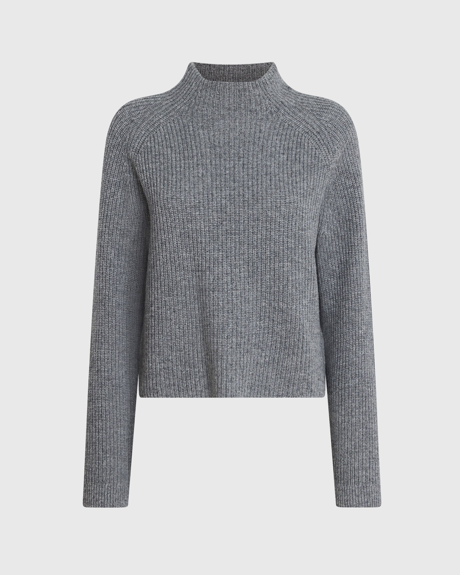 CLUB MONACO - Cashmere Cropped Mockneck Sweater - Charcoal Heather