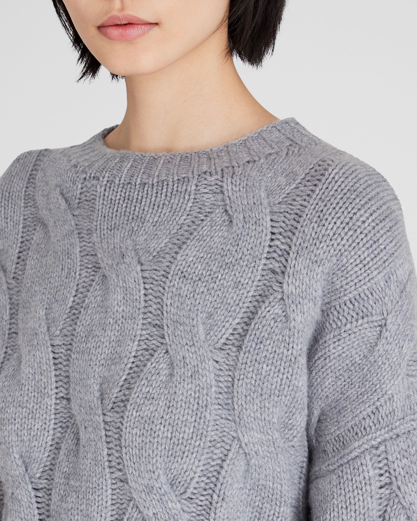 CLUB MONACO - Cashmere Cable-Knit Sweater - Medium Heather Grey