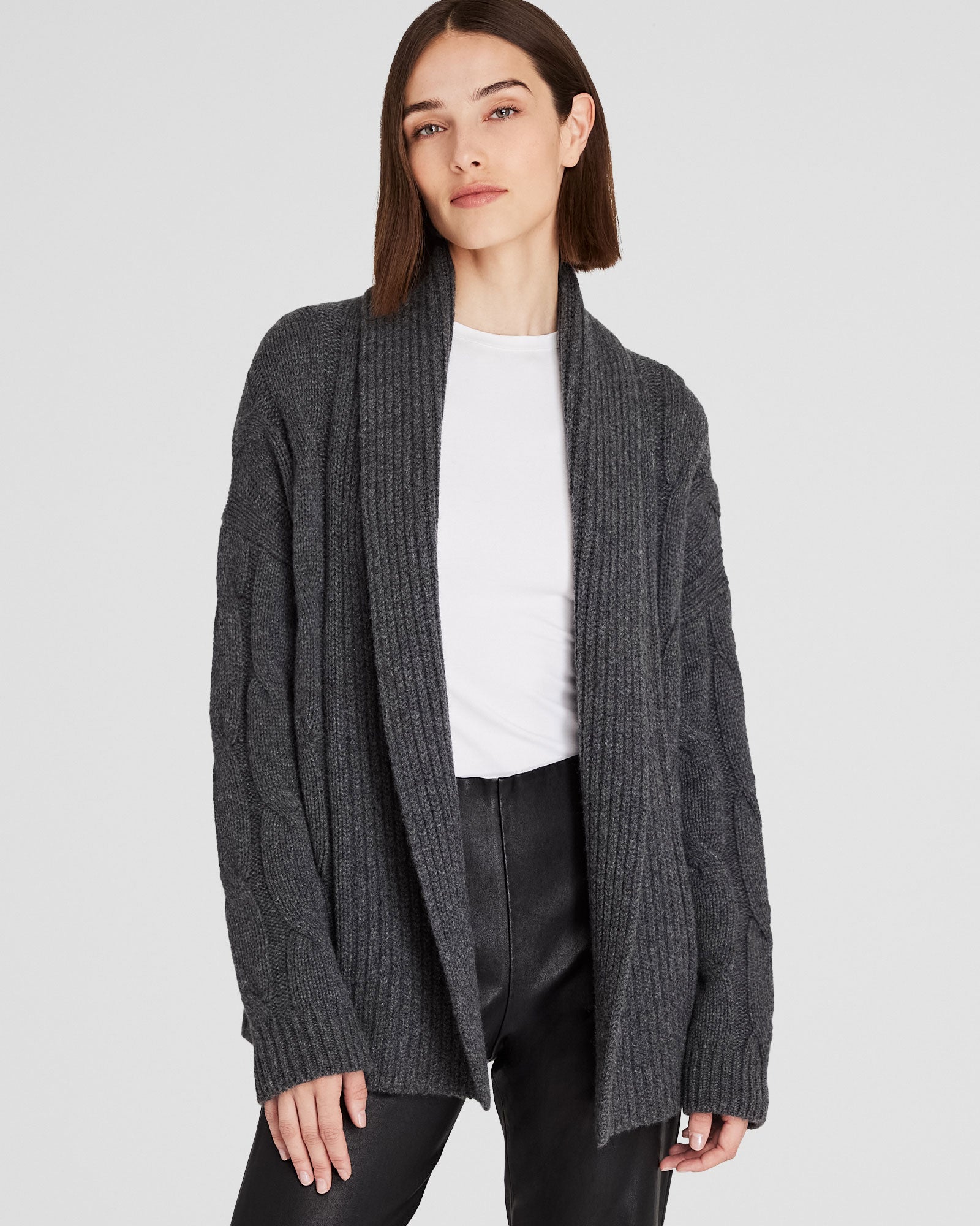CLUB MONACO - Cardigan croisé en cachemire - Gris Chiné