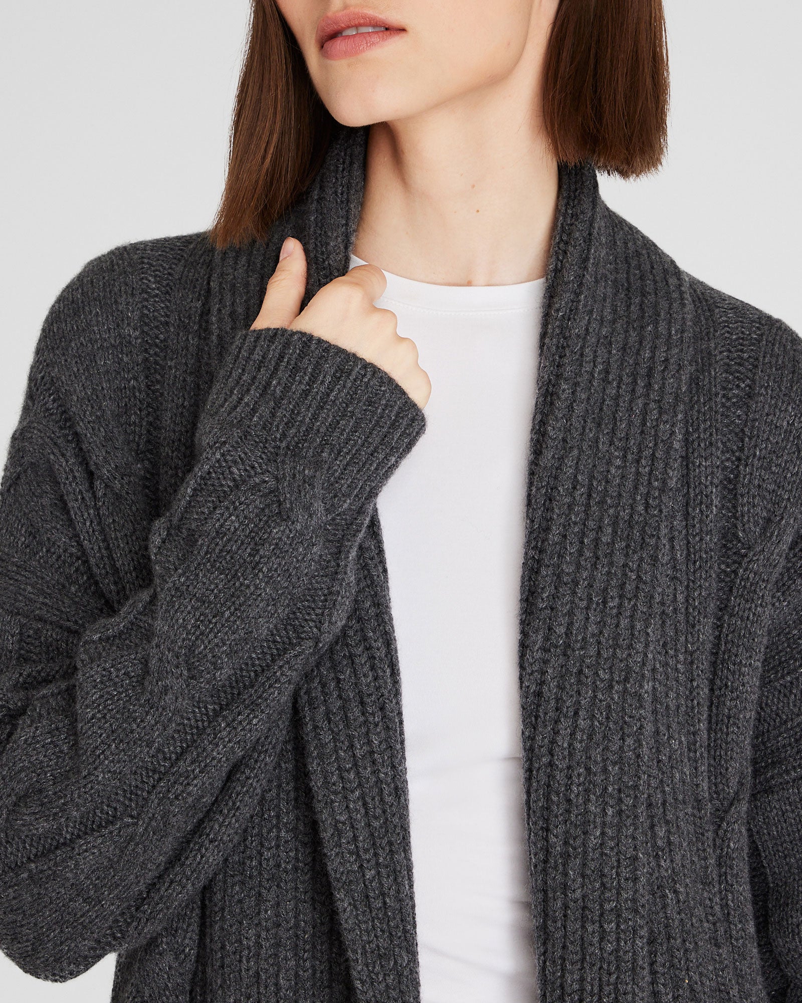 CLUB MONACO - Cardigan croisé en cachemire - Gris Chiné