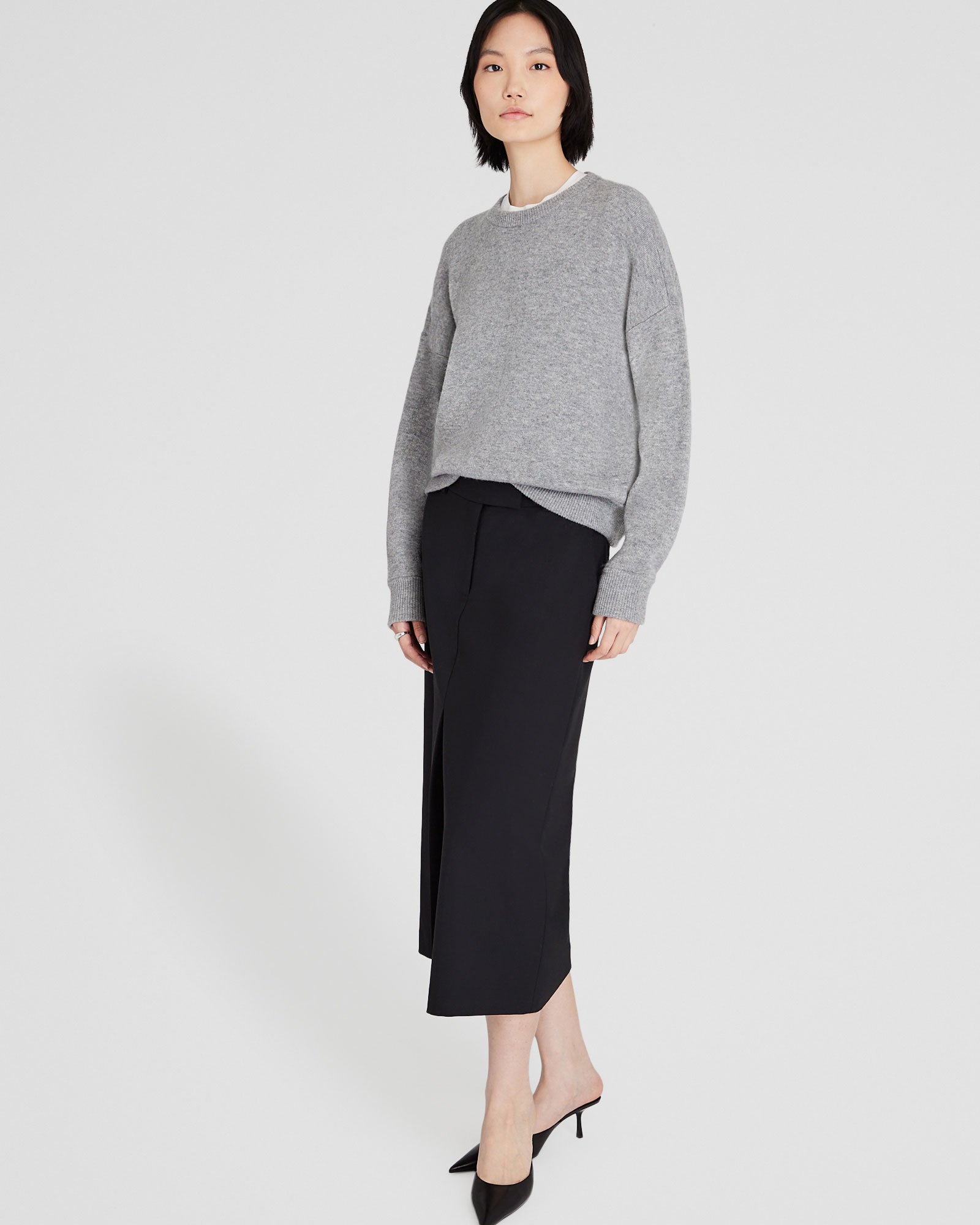 CLUB MONACO - Coton ouaté cachemire double face - Gris Chiné Moyen