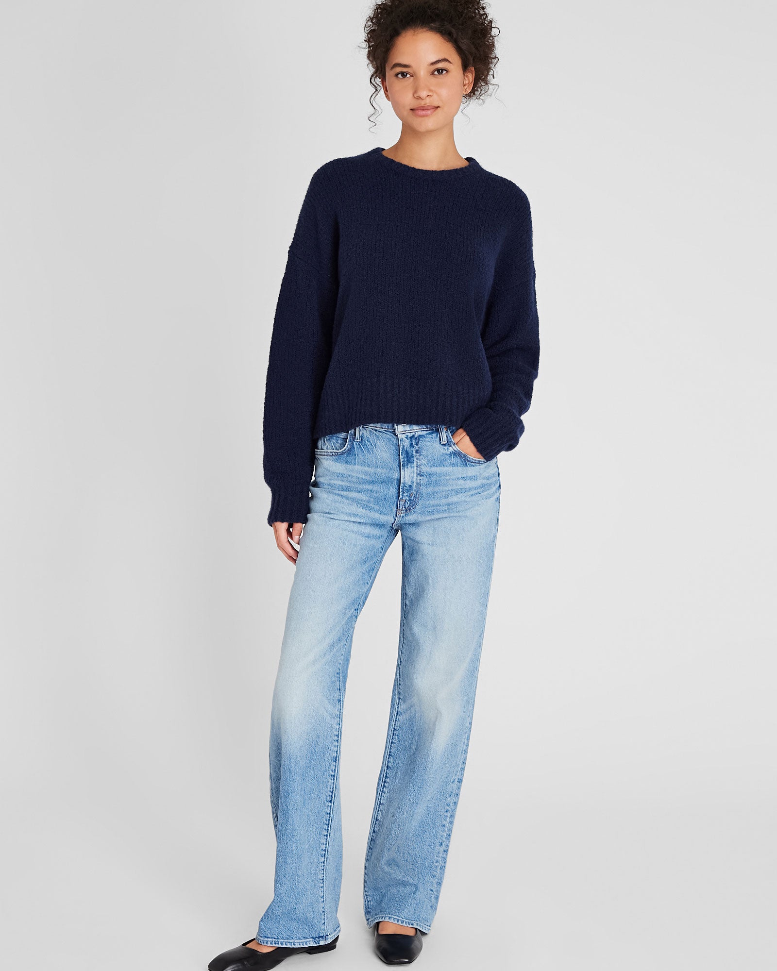 CLUB MONACO - Cashmere Bouclé Sweater - Navy